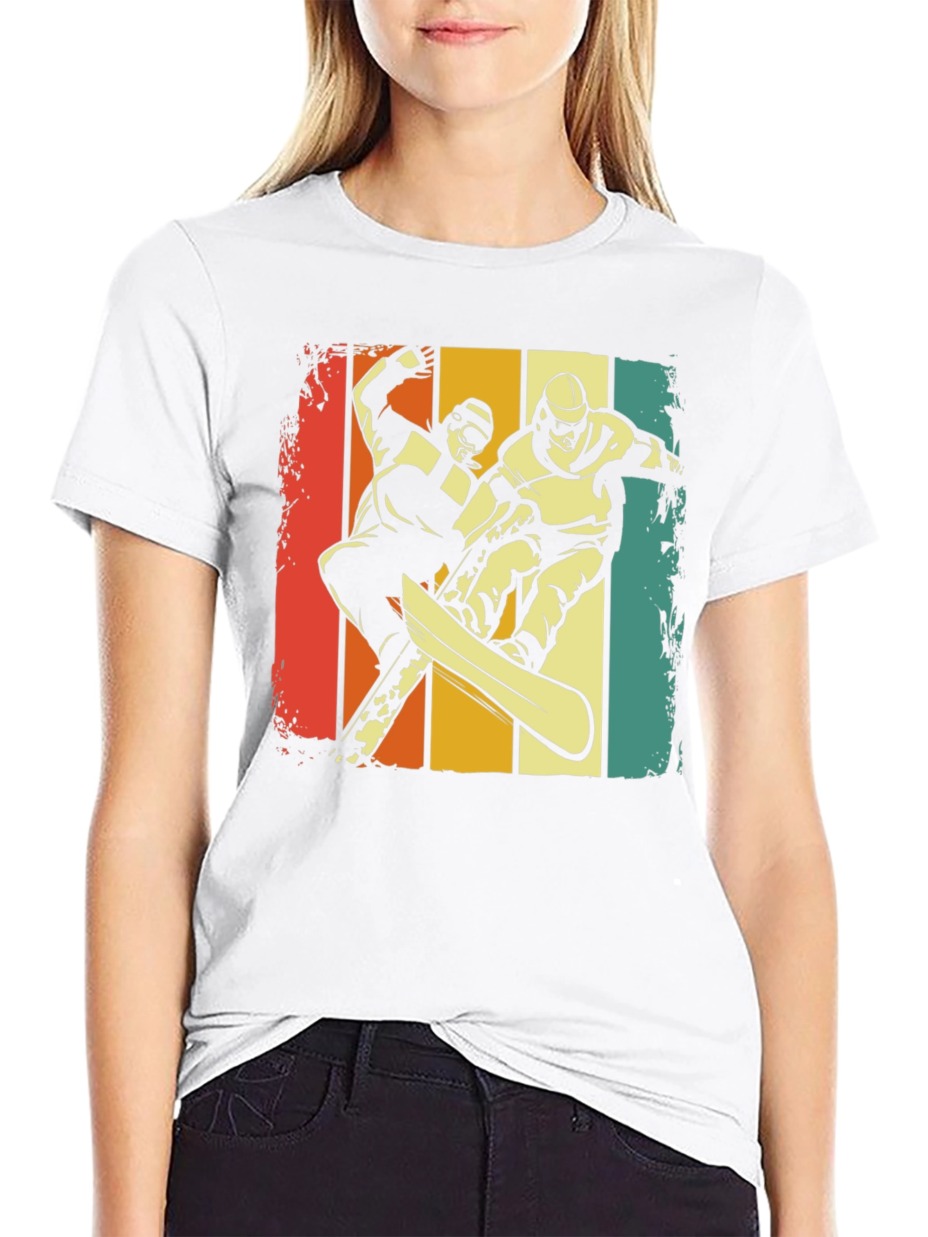 Black Vintage Snowboarder Graphic Tee - Retro Style view 9