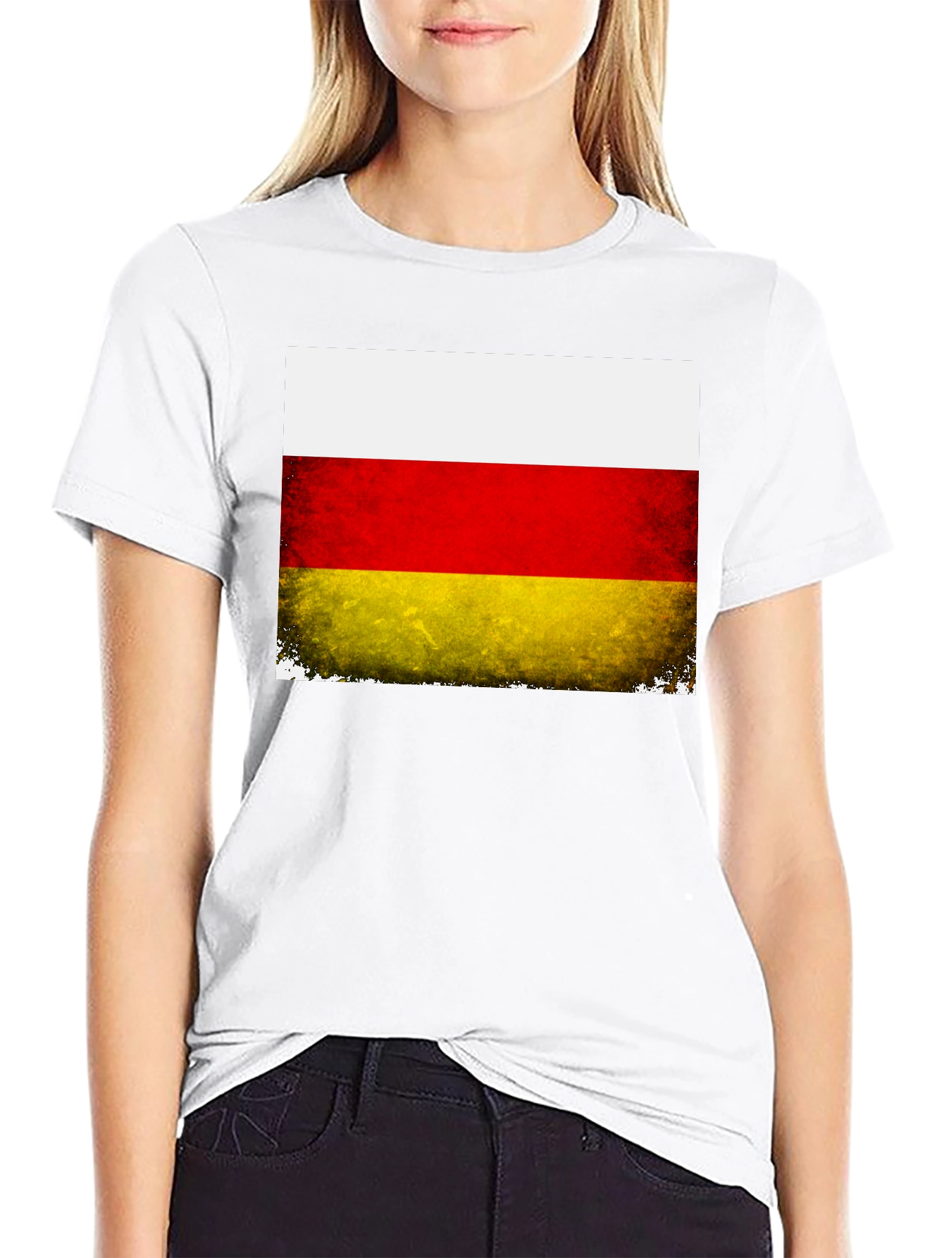 Black Ossetia Flag Distressed Black T-Shirt view 9