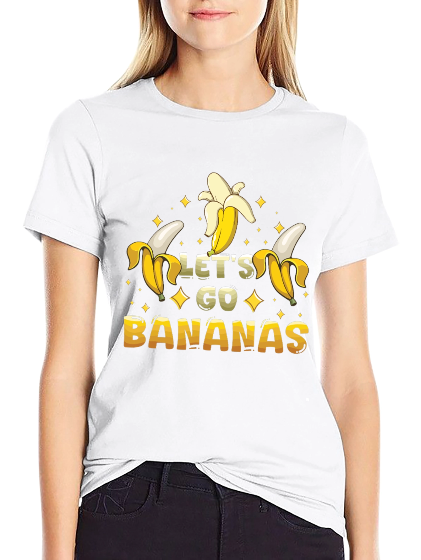Black Let's Go Bananas Graphic T-Shirt view 9