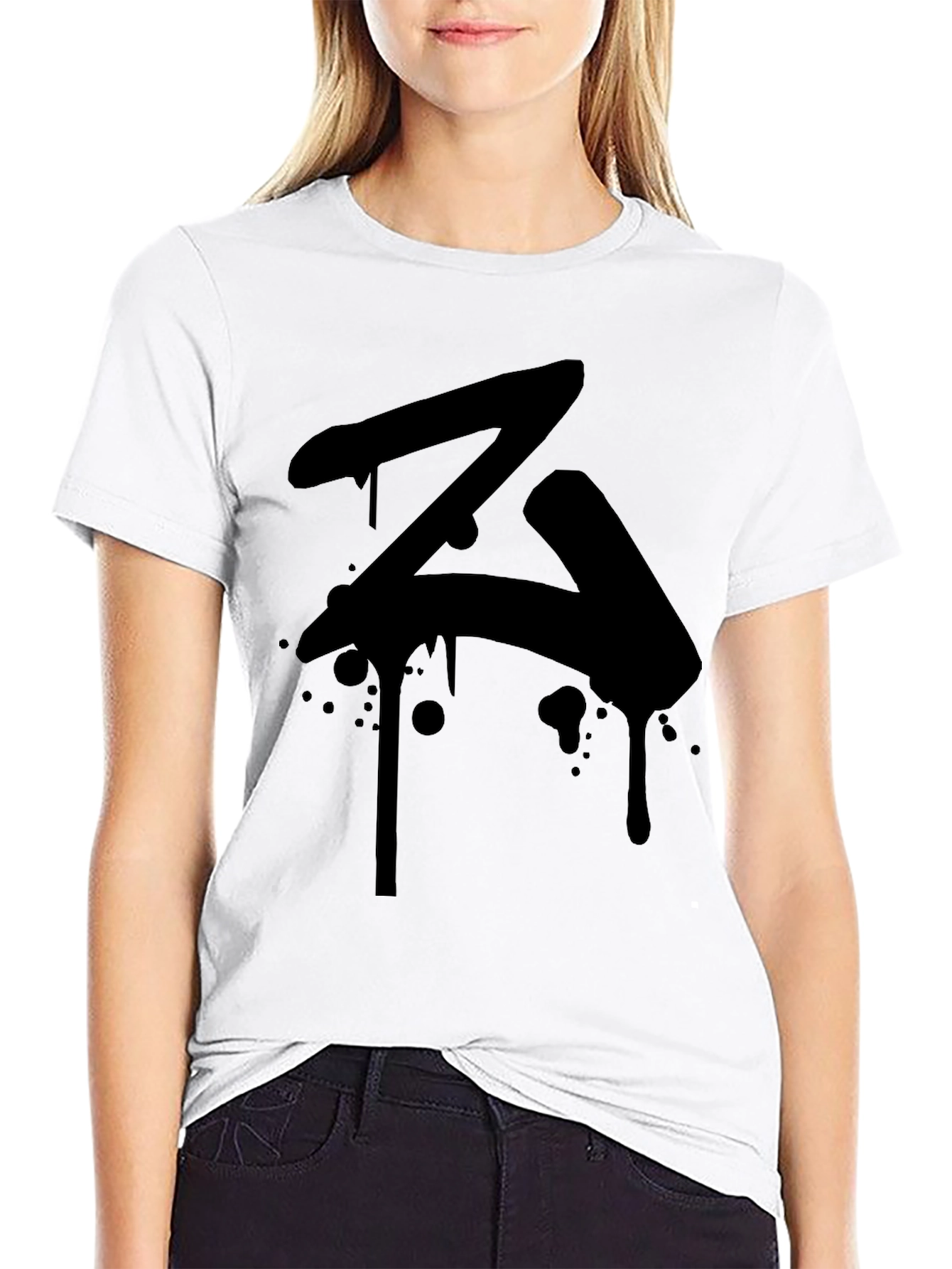 Black Urban Drip Tee - Abstract Z Graphic view 9