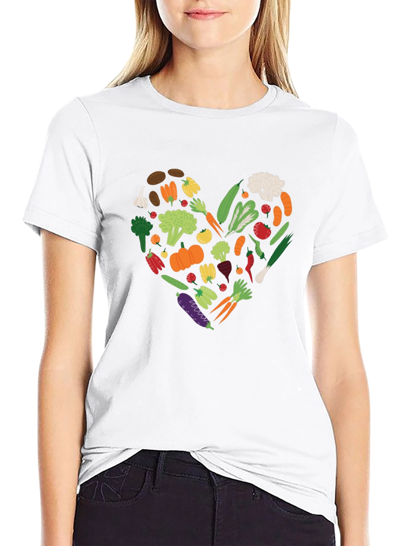 Black Vegan Heart T-Shirt - Eat Your Veggies! view 9