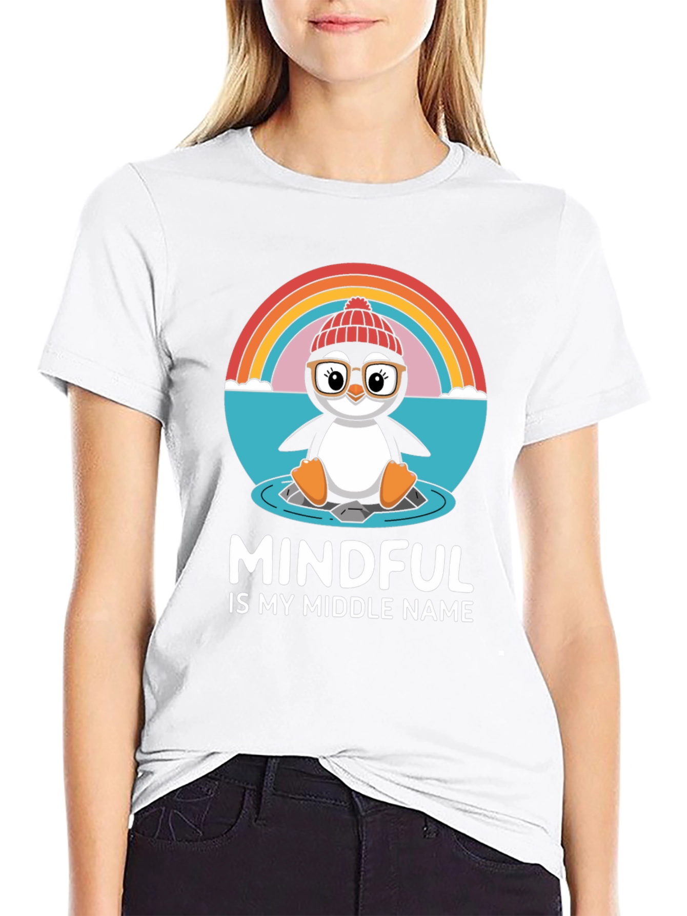 Black Mindful Penguin T-Shirt - Cute & Comfy Tee view 9