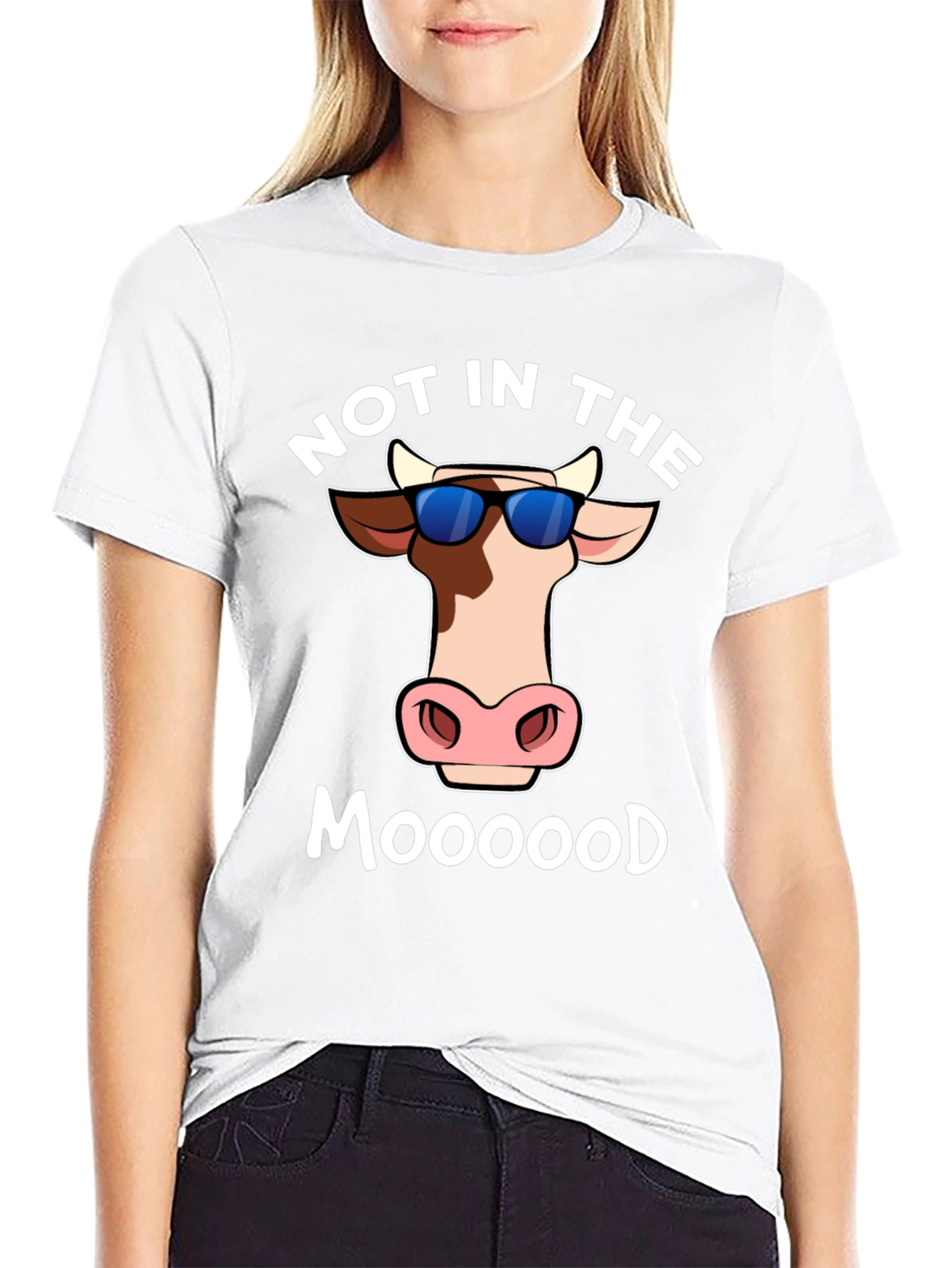 Black Not In The Moood T-Shirt - Funny Cow Tee view 9