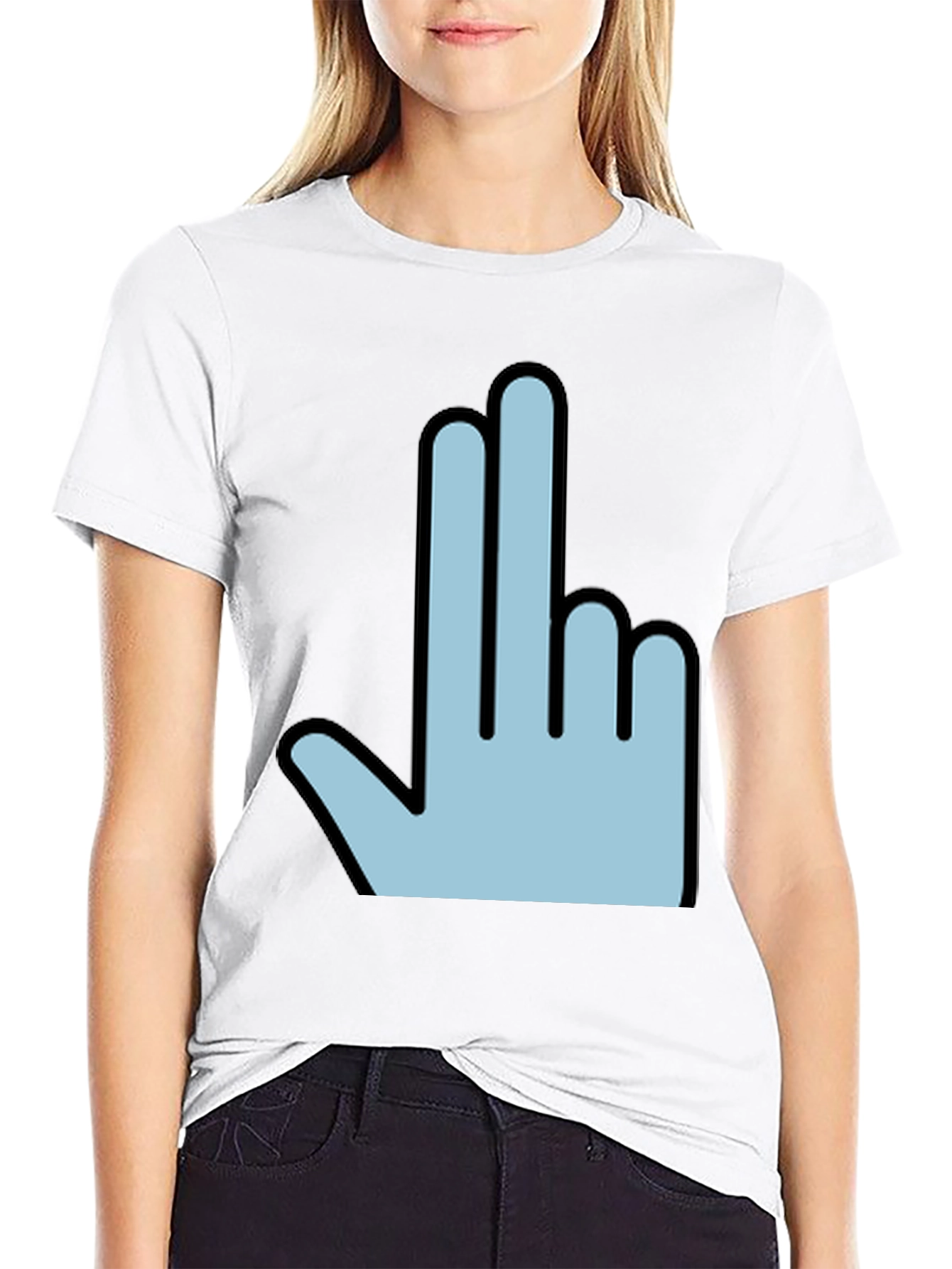 Black Funny Hand Gesture Graphic Print Men's Black T-Shirt view 9