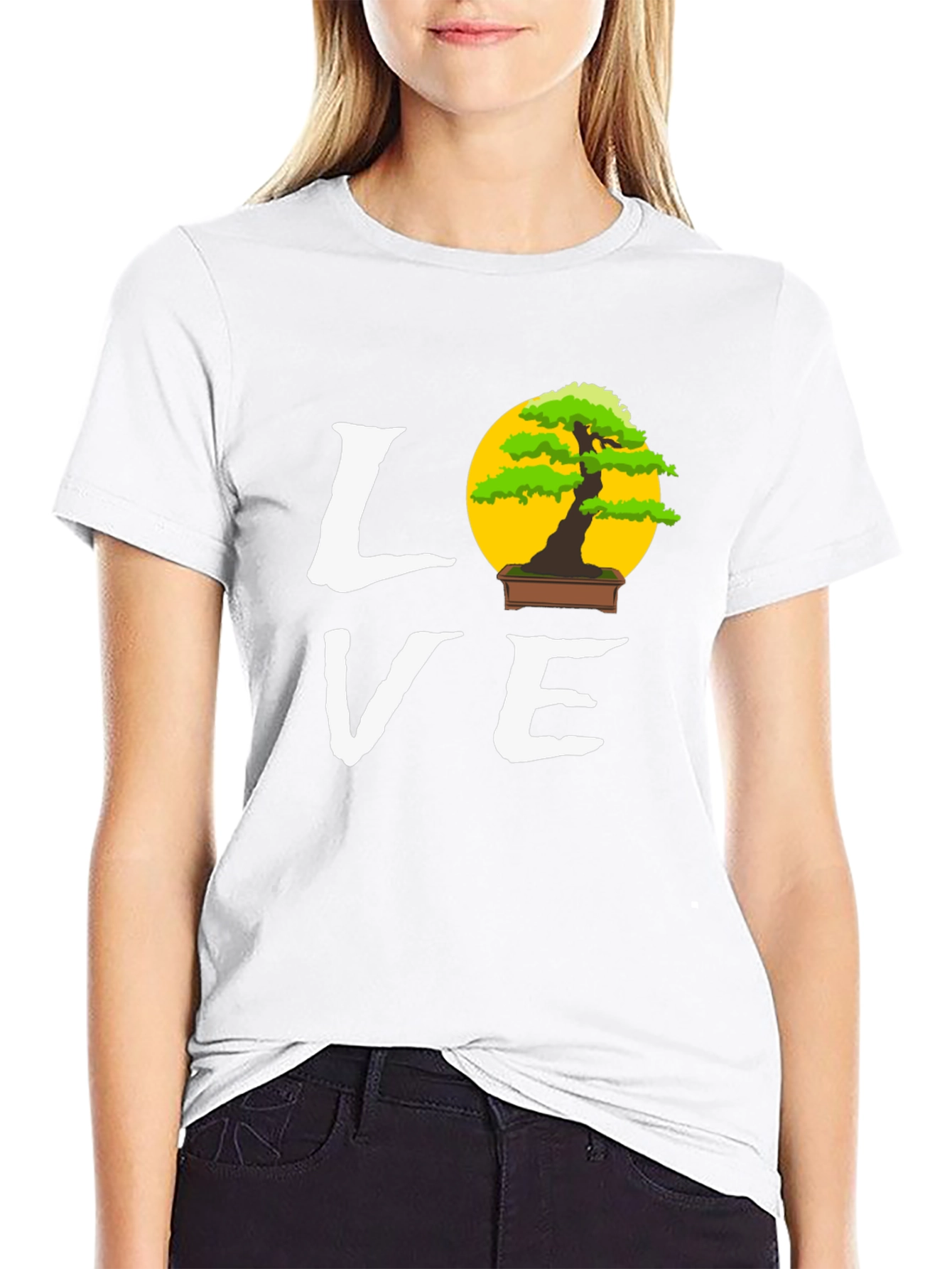 Black Bonsai Tree Love Graphic Tee - Unique Design T-Shirt view 9