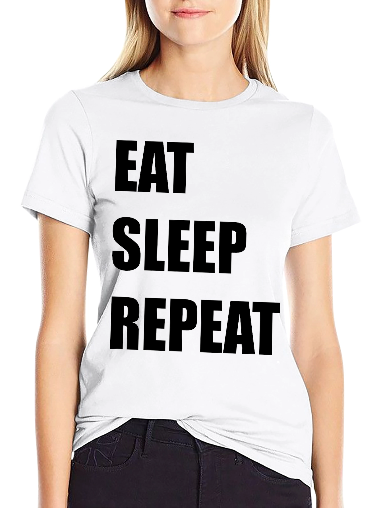 Black Eat Sleep Repeat Black T-Shirt view 9