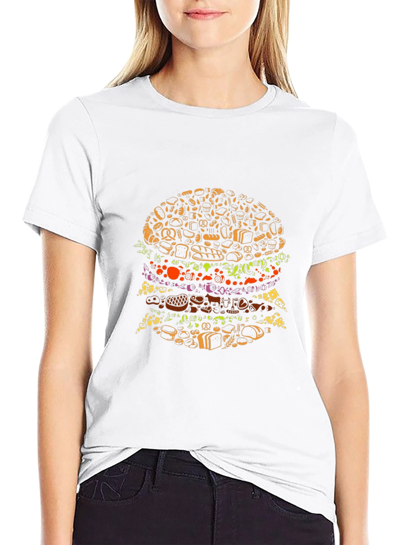 Black Foodie Burger Graphic Tee - Unique Design T-Shirt view 9