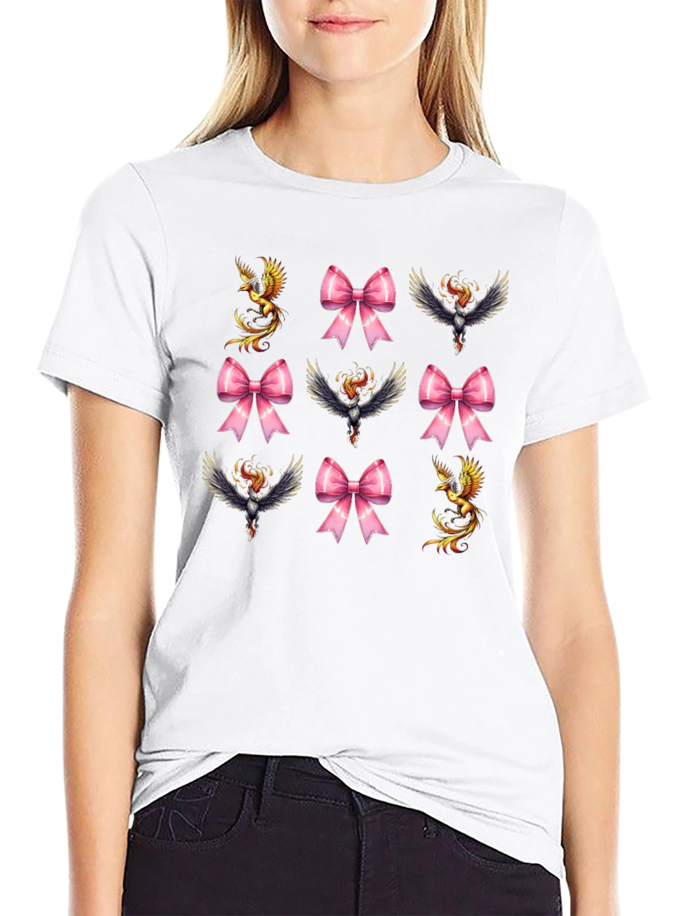 Black Phoenix & Bow Graphic T-Shirt view 9