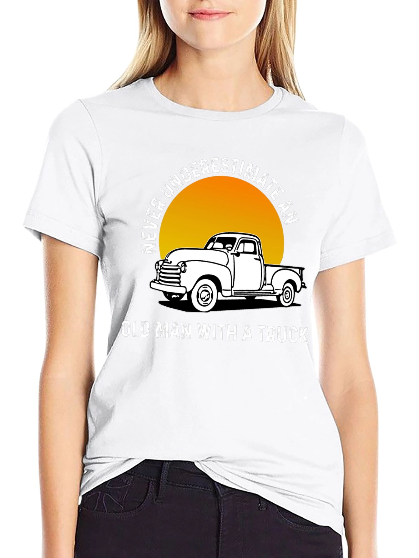 Black Never Underestimate Old Man Truck T-Shirt view 9