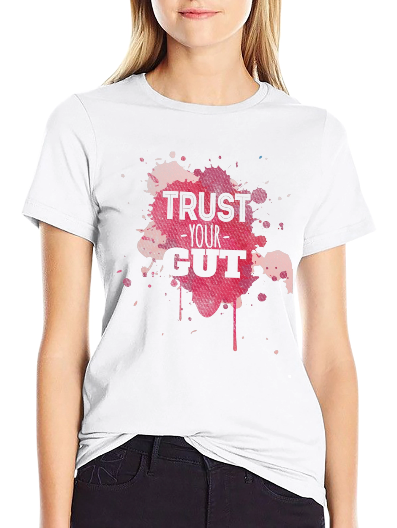 Black Trust Your Gut Graphic Tee - Black Cotton T-Shirt view 9