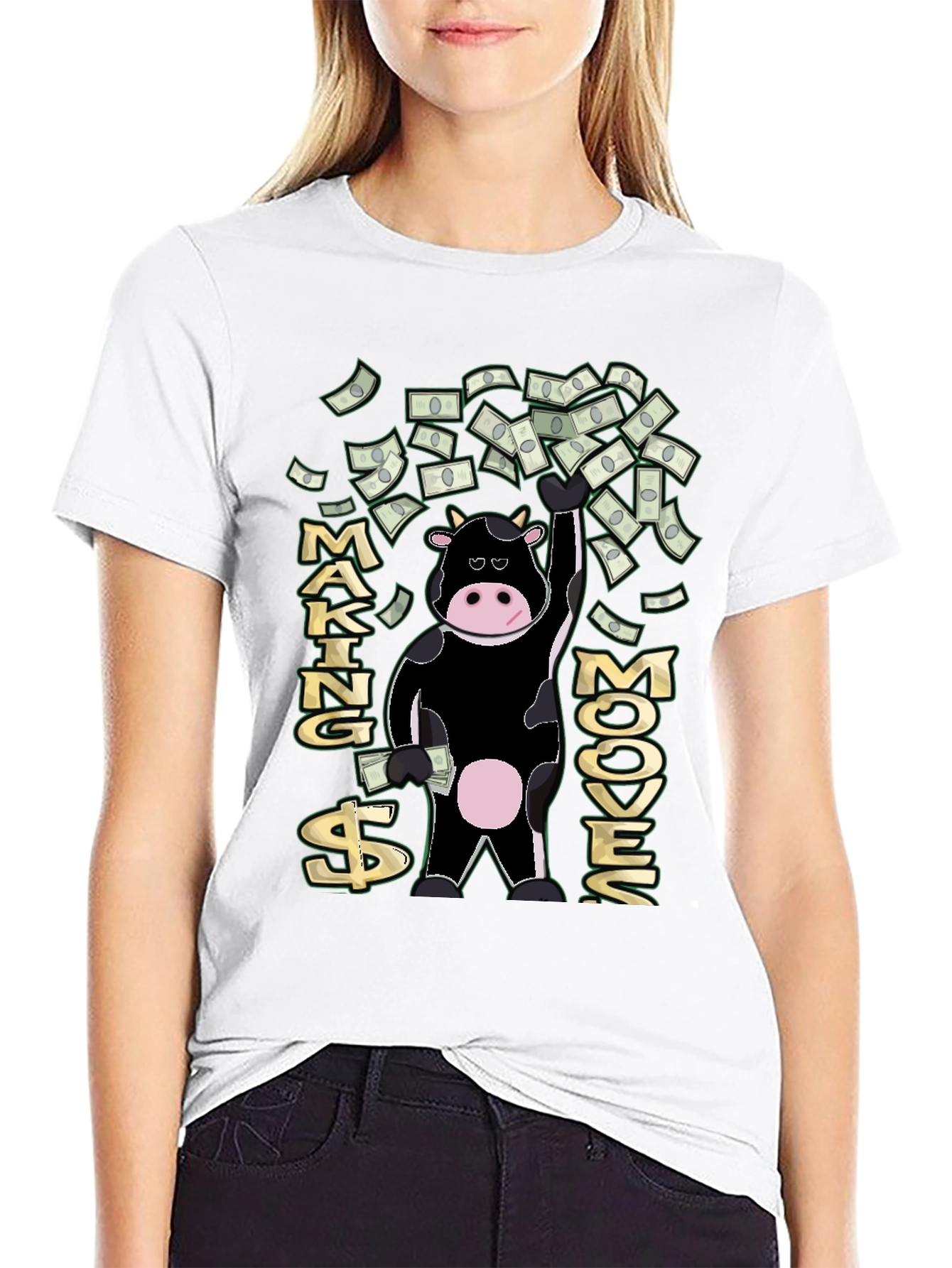 Black Making Mooves T-Shirt - Funny Cow Money Tee view 9