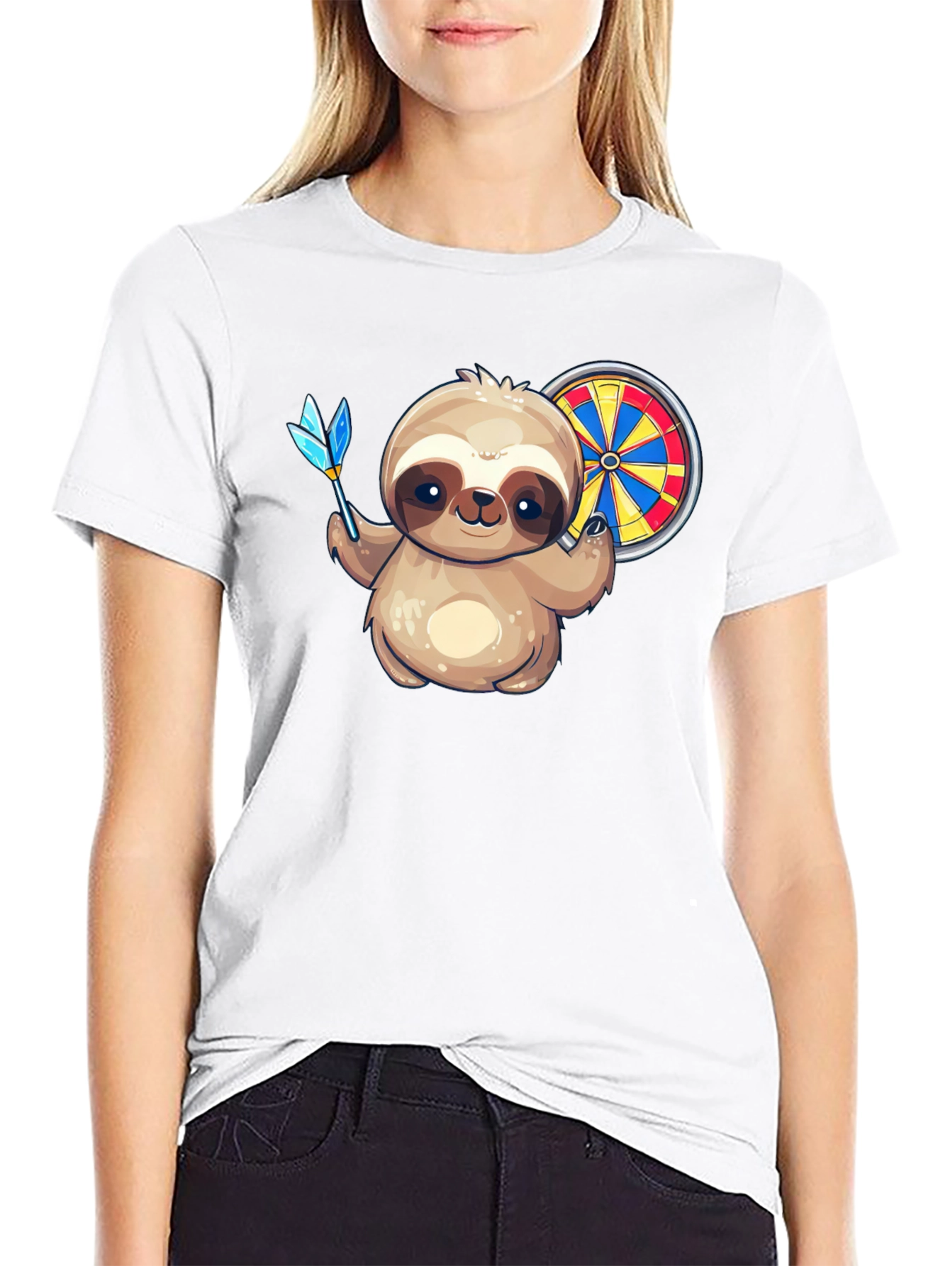 Black Sloth Dart T-Shirt - Novelty Graphic Tee for Dart Lovers view 9
