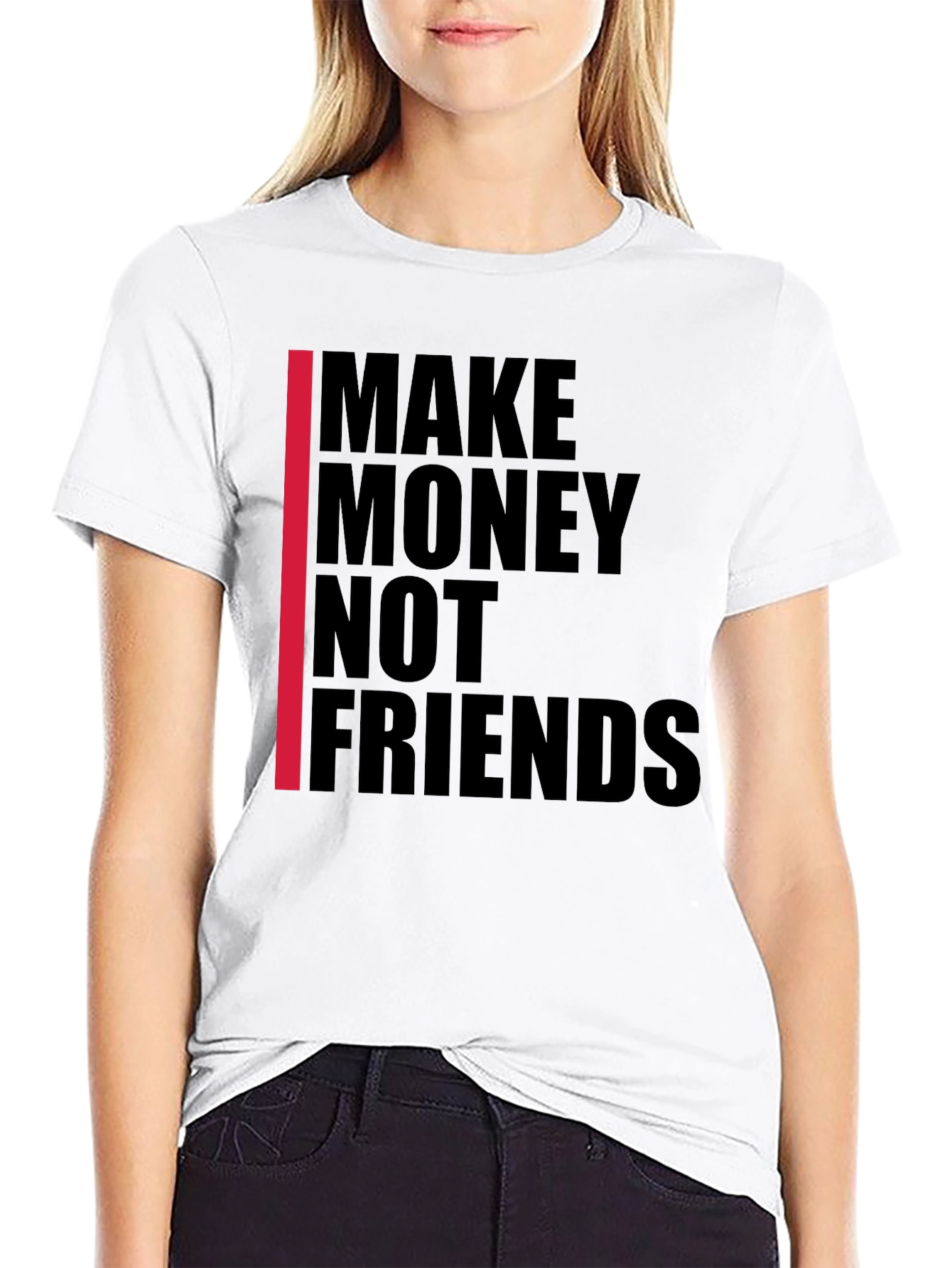 Black Make Money Not Friends Graphic Tee view 9