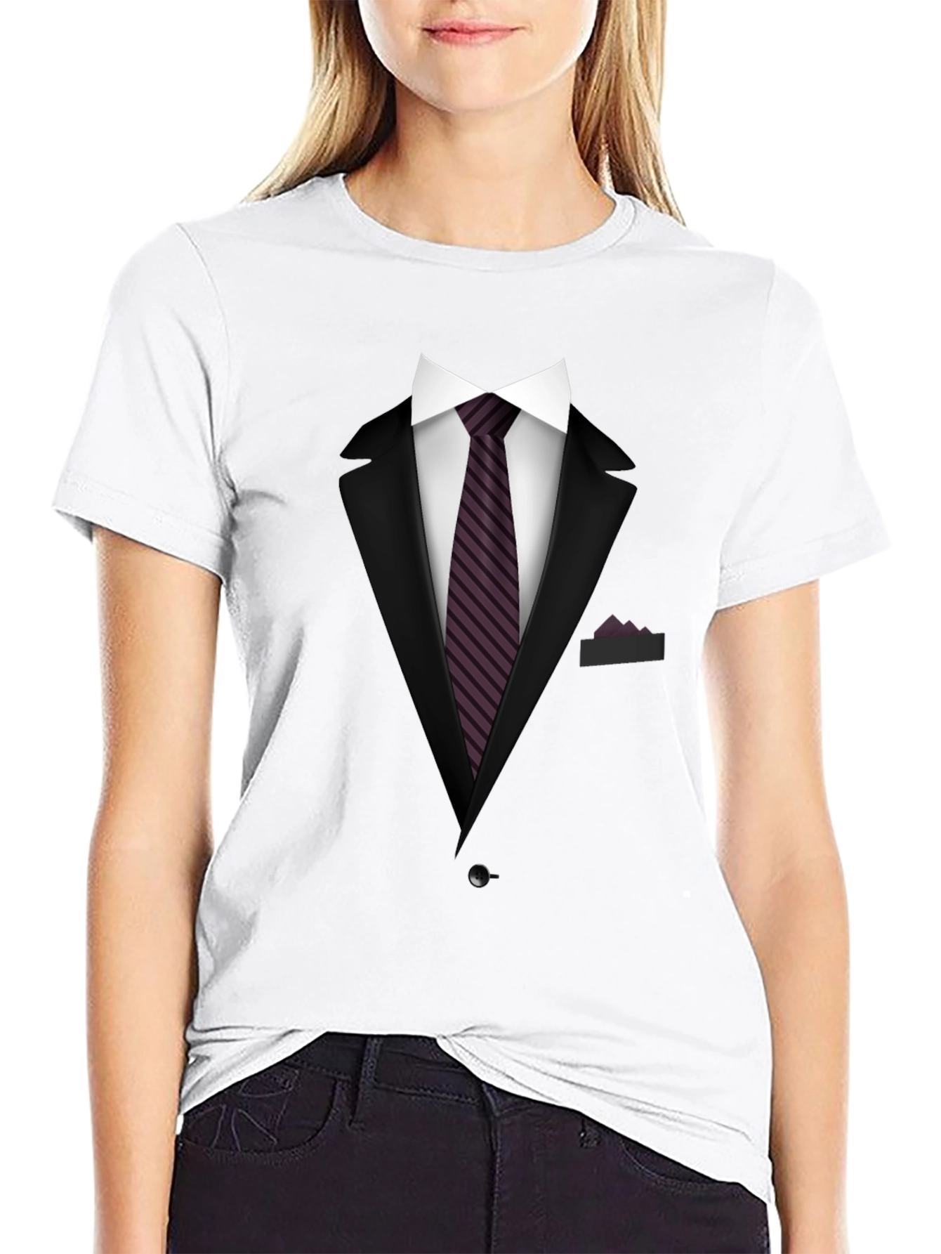 Black Formal Suit Graphic Tee -  Black T-Shirt with Suit Design view 9
