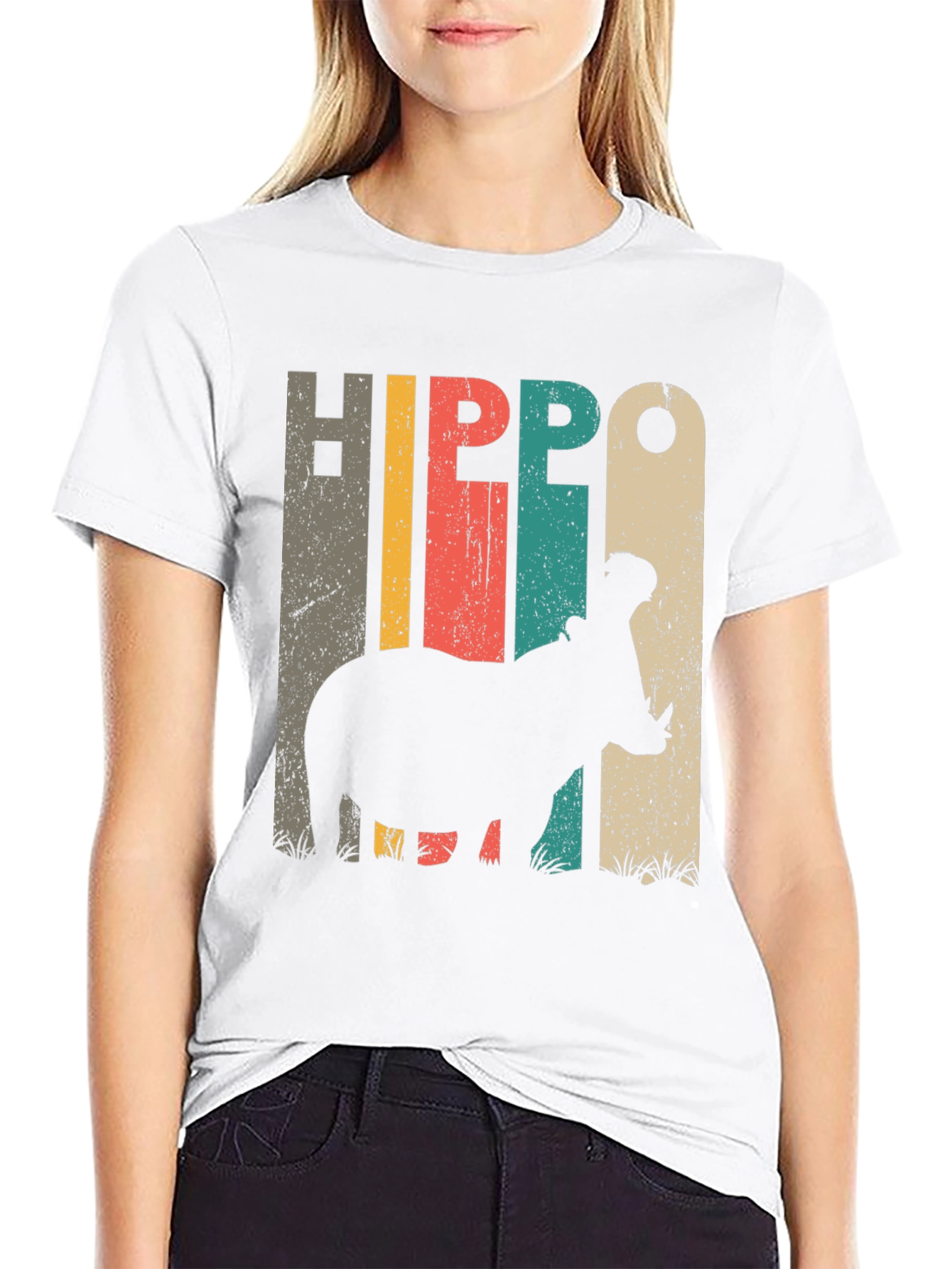 Black Vintage Hippo Graphic Tee view 9