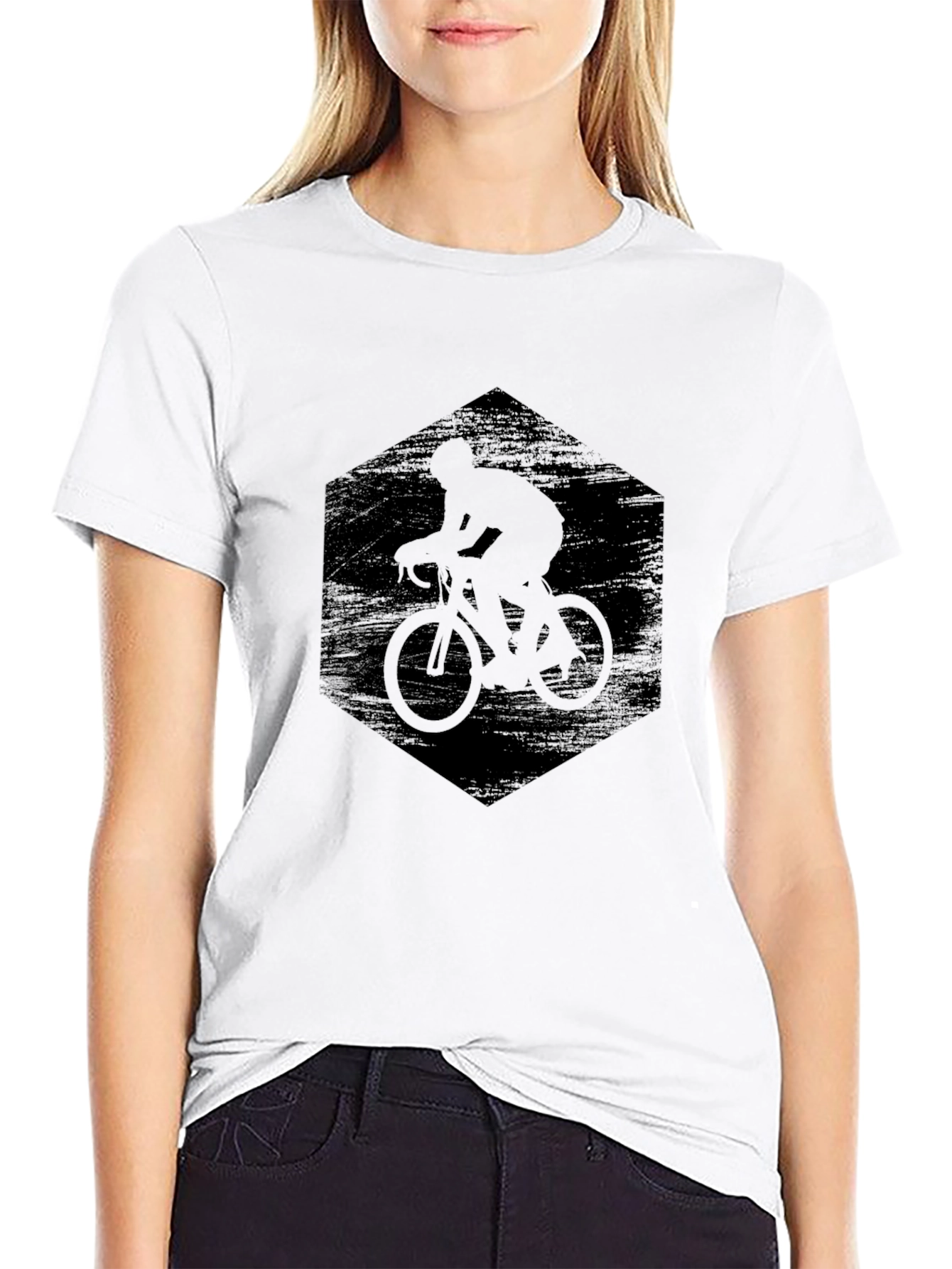 Black Men's Black Cycling Silhouette Graphic Tee view 9