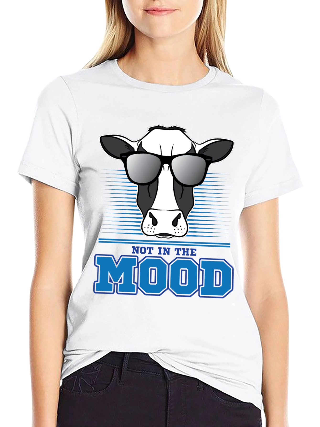 Black Not in the Mood Cow Graphic Tee view 9