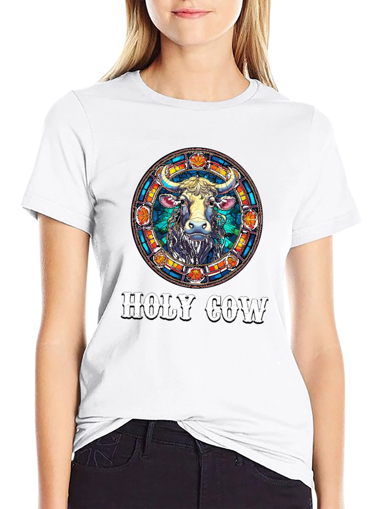 Black Holy Cow Graphic Tee - Funny Animal T-Shirt view 9