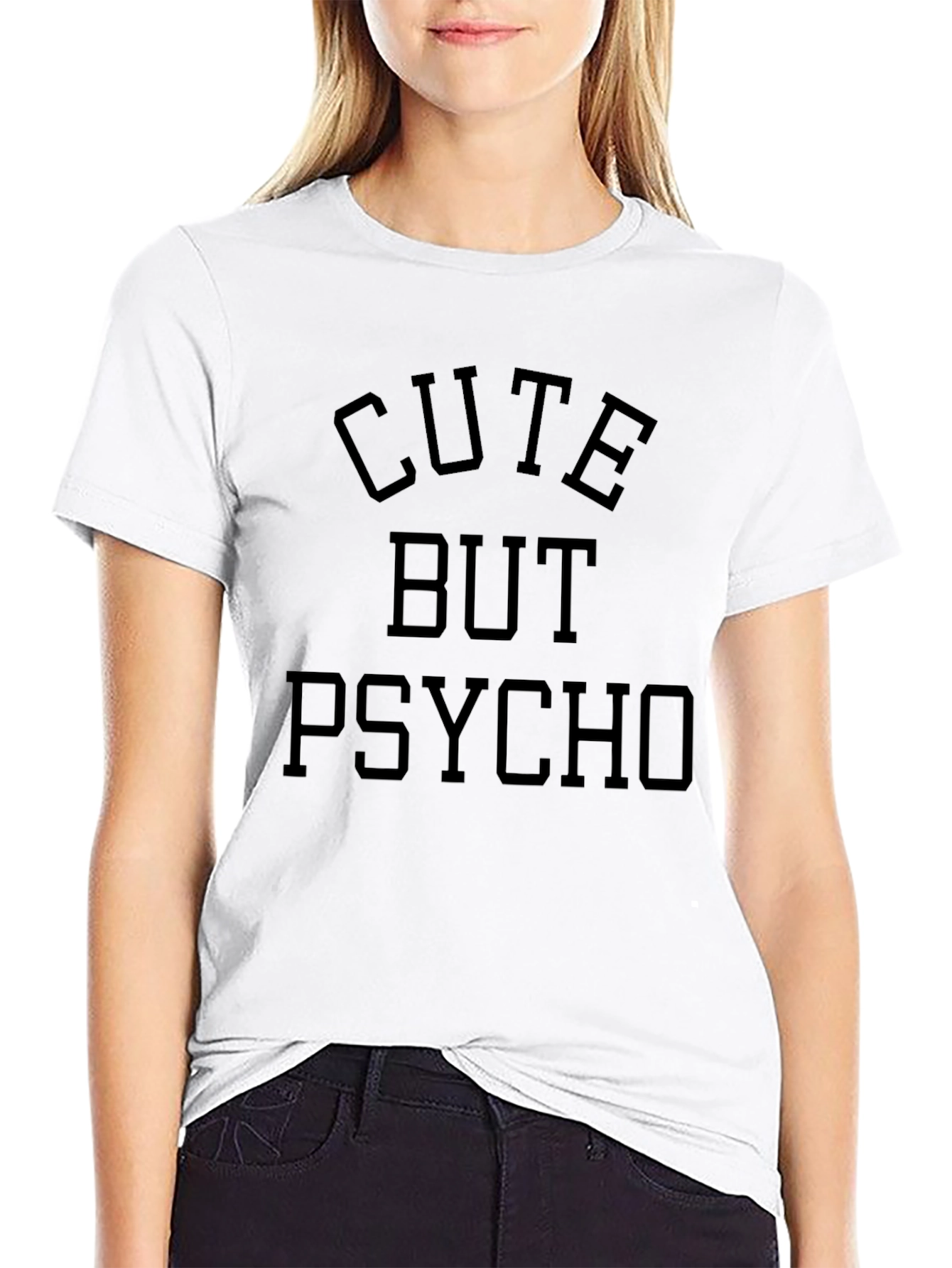 Black Cute But Psycho Graphic T-Shirt view 9