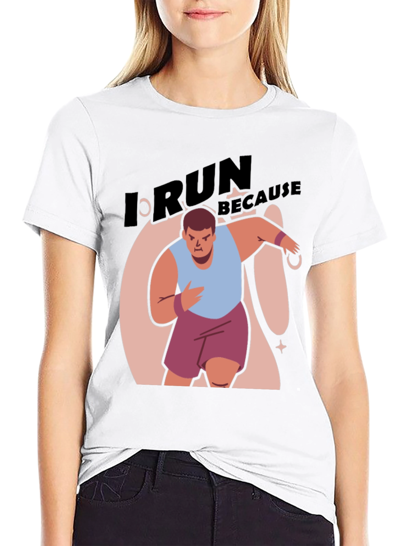 Black I Run Because Funny Graphic T-Shirt view 9