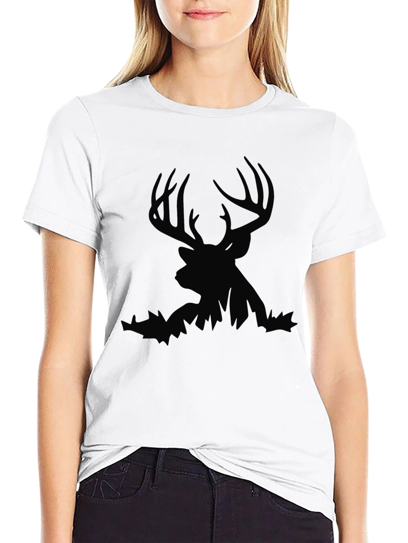 Black Men's Deer Silhouette Graphic Tee - Black view 9