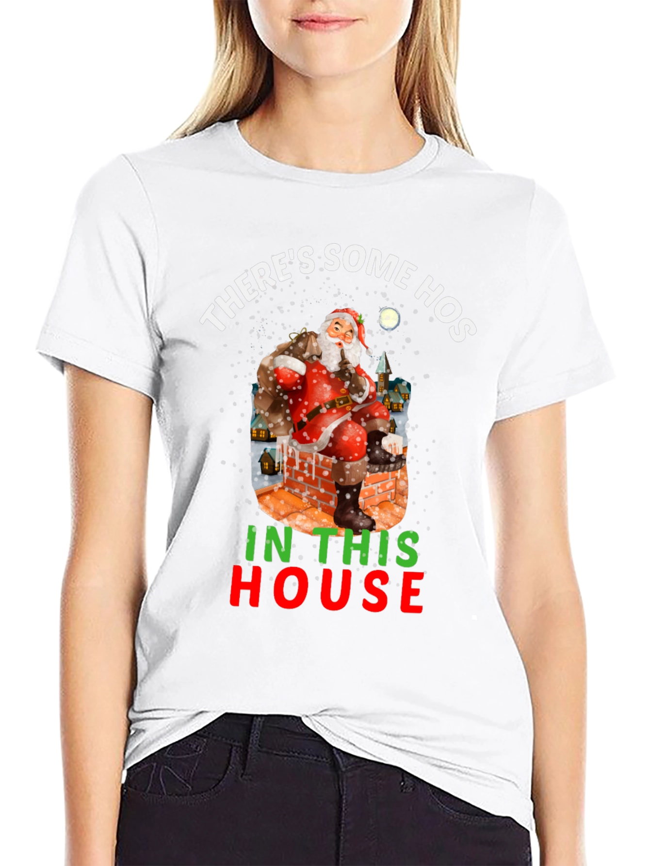 Black There's Some Hos In This House Holiday Shirt view 9