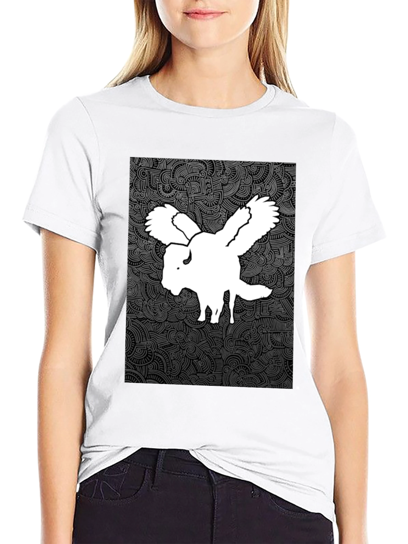 Black Winged Buffalo Graphic Tee - Black Cotton Shirt view 9