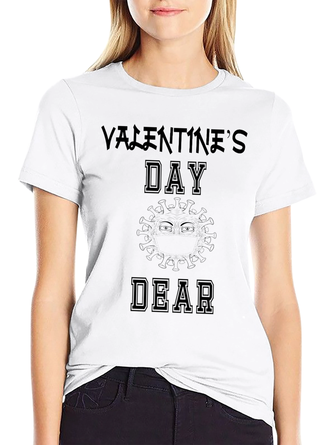 Black Valentine's Day T-Shirt: Dear Design, Black view 9