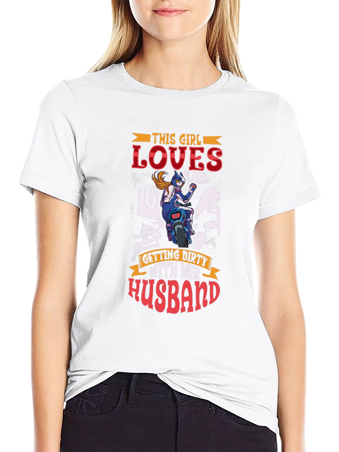 Black Motorcycle Loving Girl's T-Shirt view 9