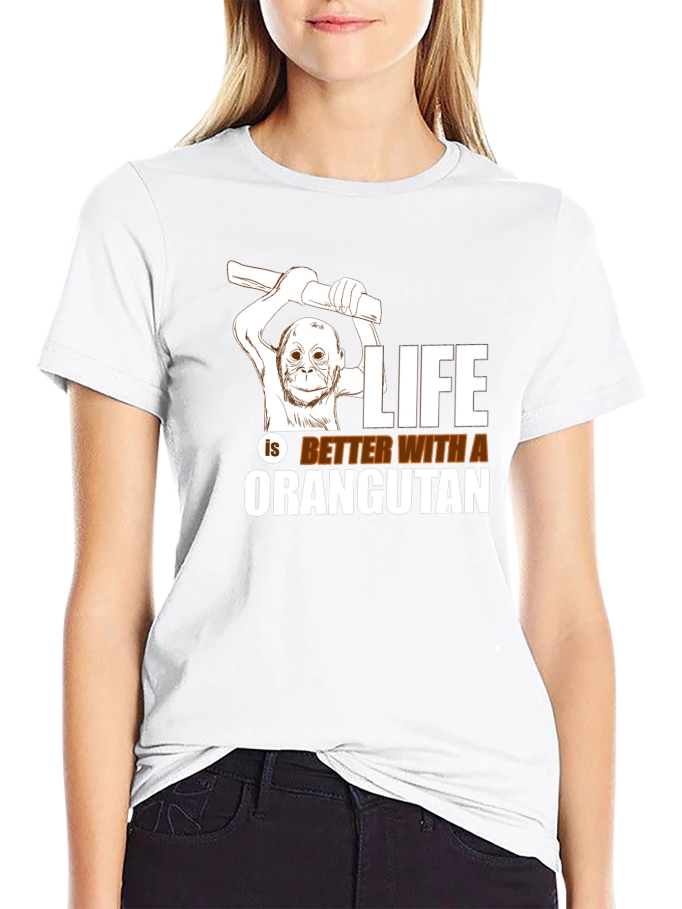 Black Orangutan Graphic Tee - Life is Better T-Shirt view 9