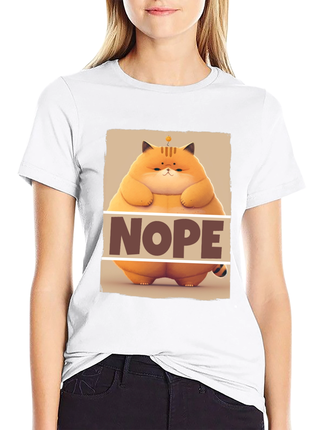 Black Nope Cat T-Shirt - Funny Graphic Tee for Cat Lovers view 9
