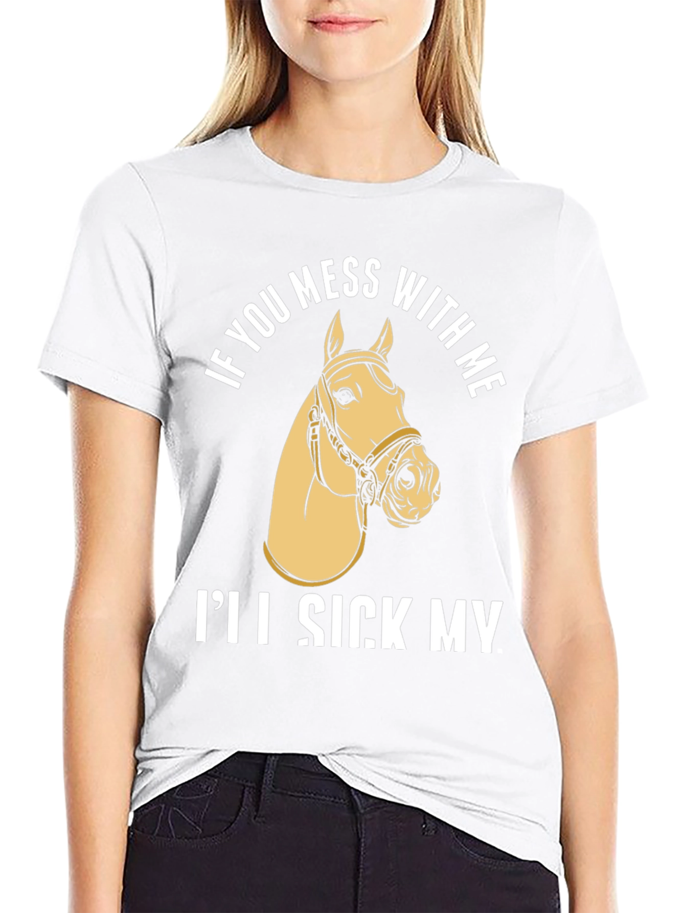 Black Funny Horse T-Shirt - "I'll Sick My Horse On You" view 9