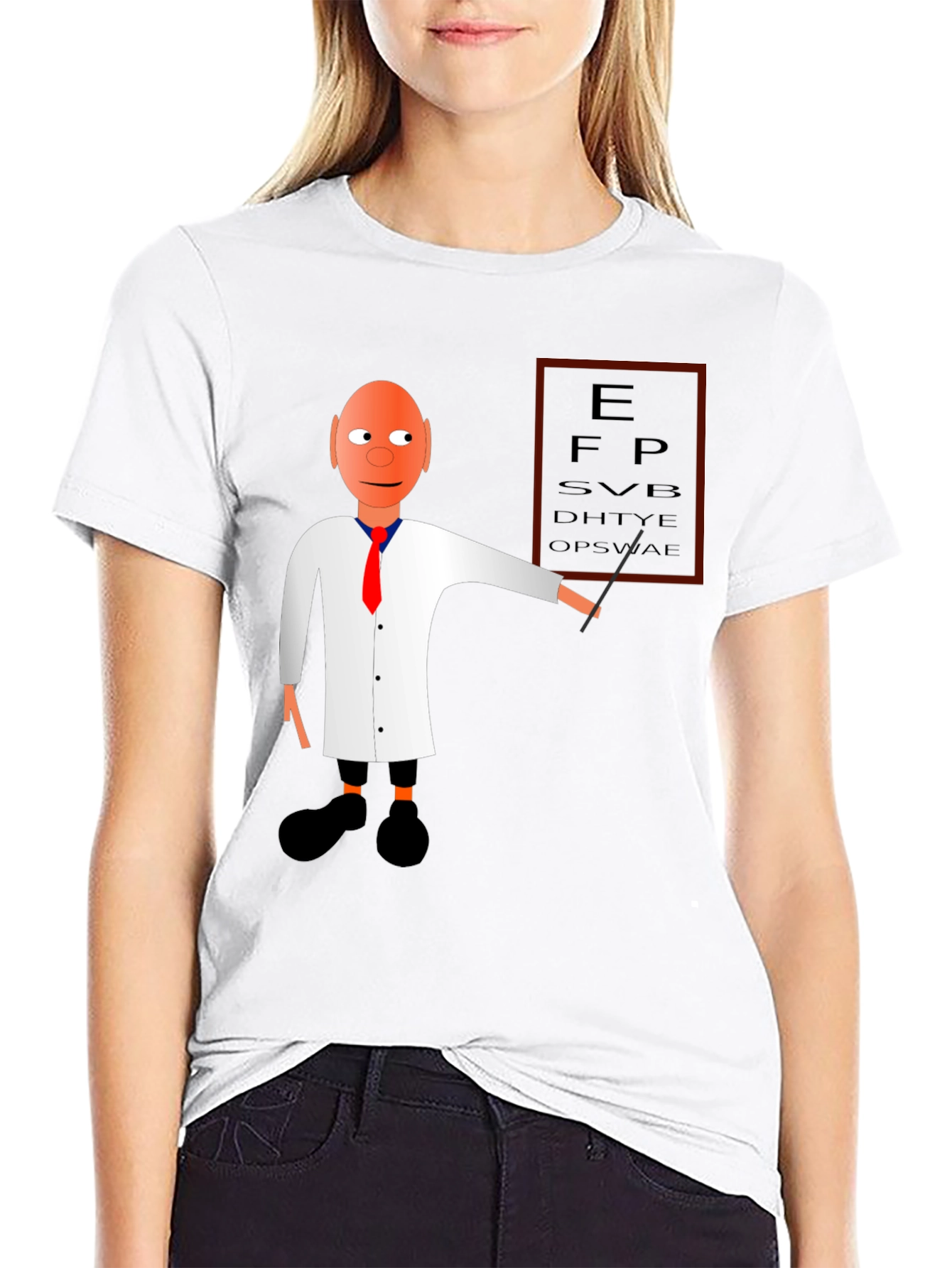 Black Eye Exam Cartoon Graphic T-Shirt view 9