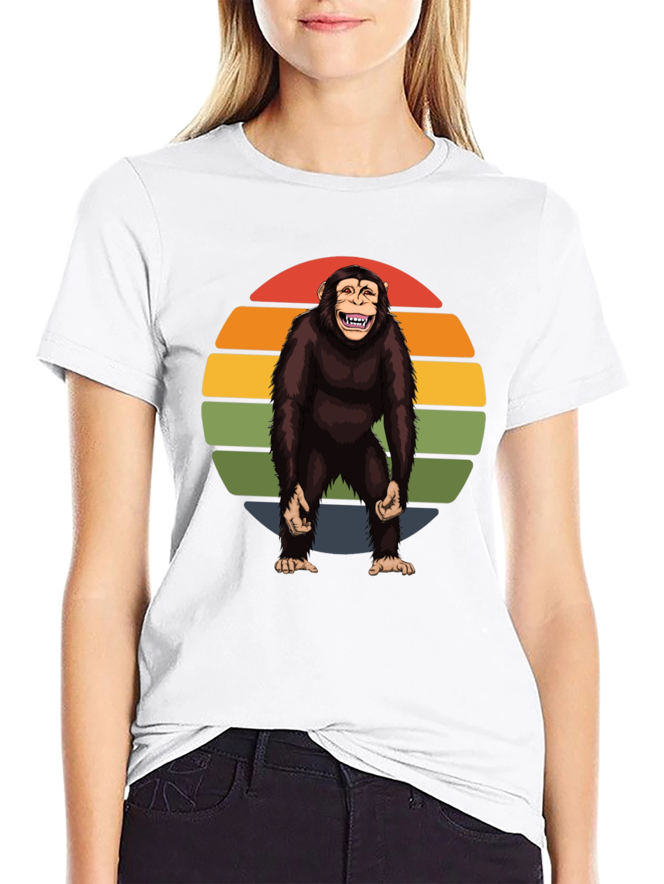 Black Retro Monkey Graphic Tee - Hilarious Ape Design view 9