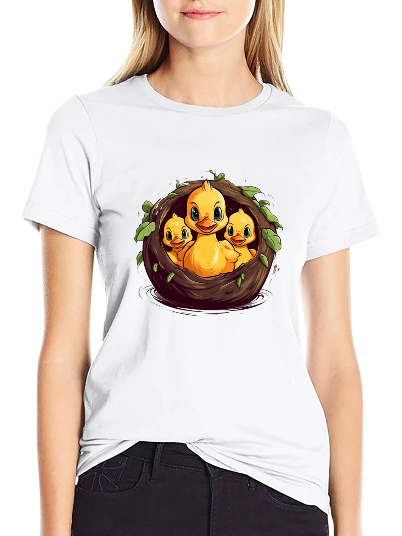 Black Cute Ducklings in Nest Graphic Black T-Shirt view 9