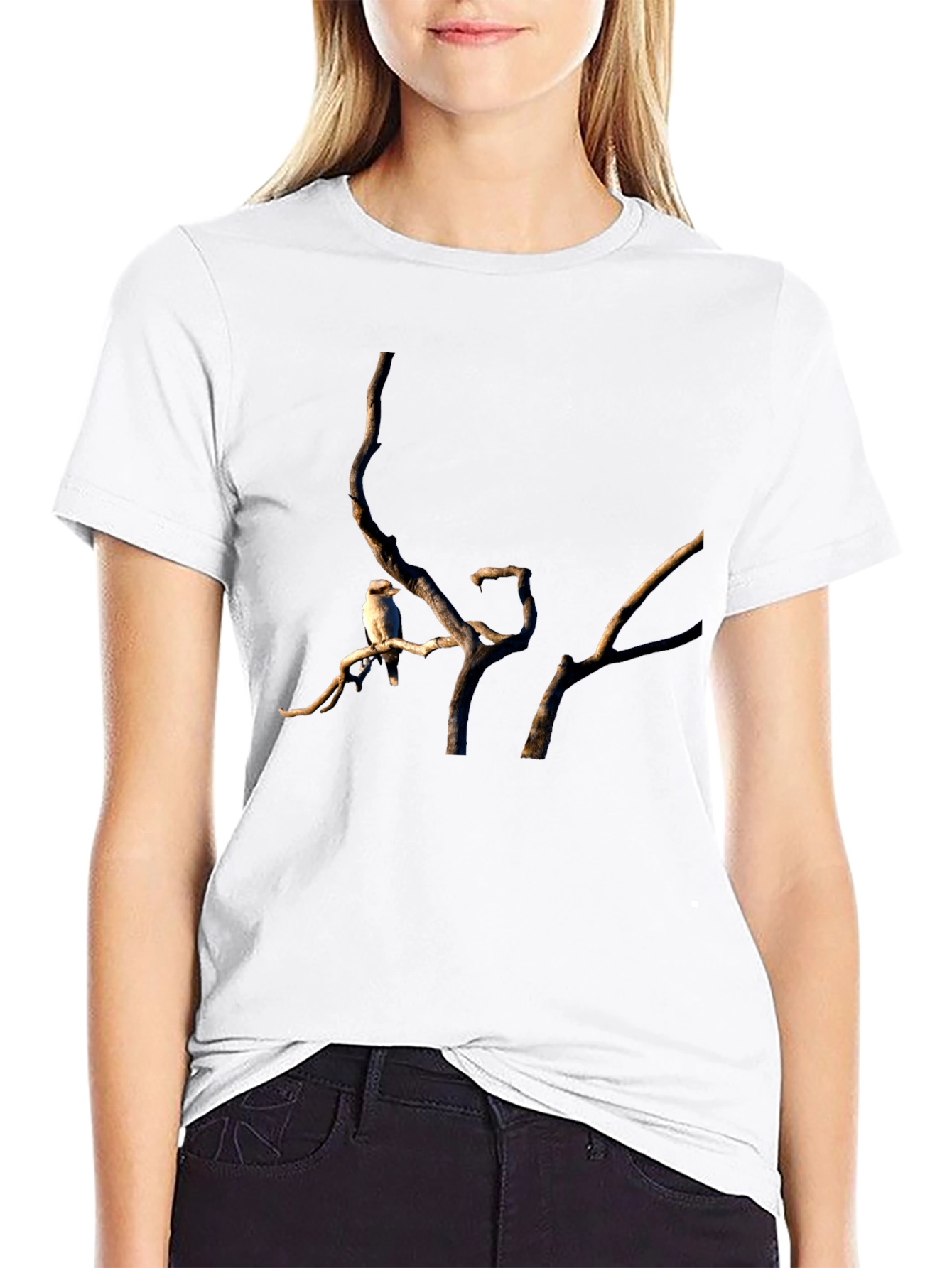 Black Kookaburra on Branch Black T-Shirt view 9