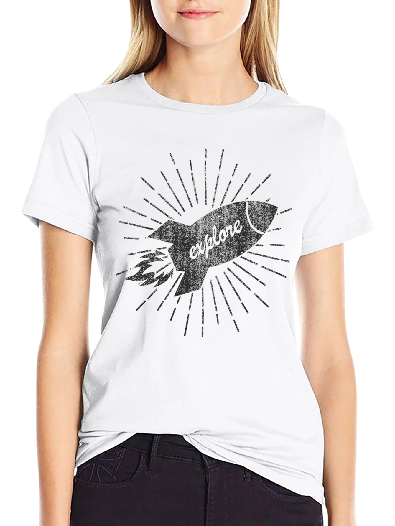 Black Explore Rocket Graphic Tee - Black view 9