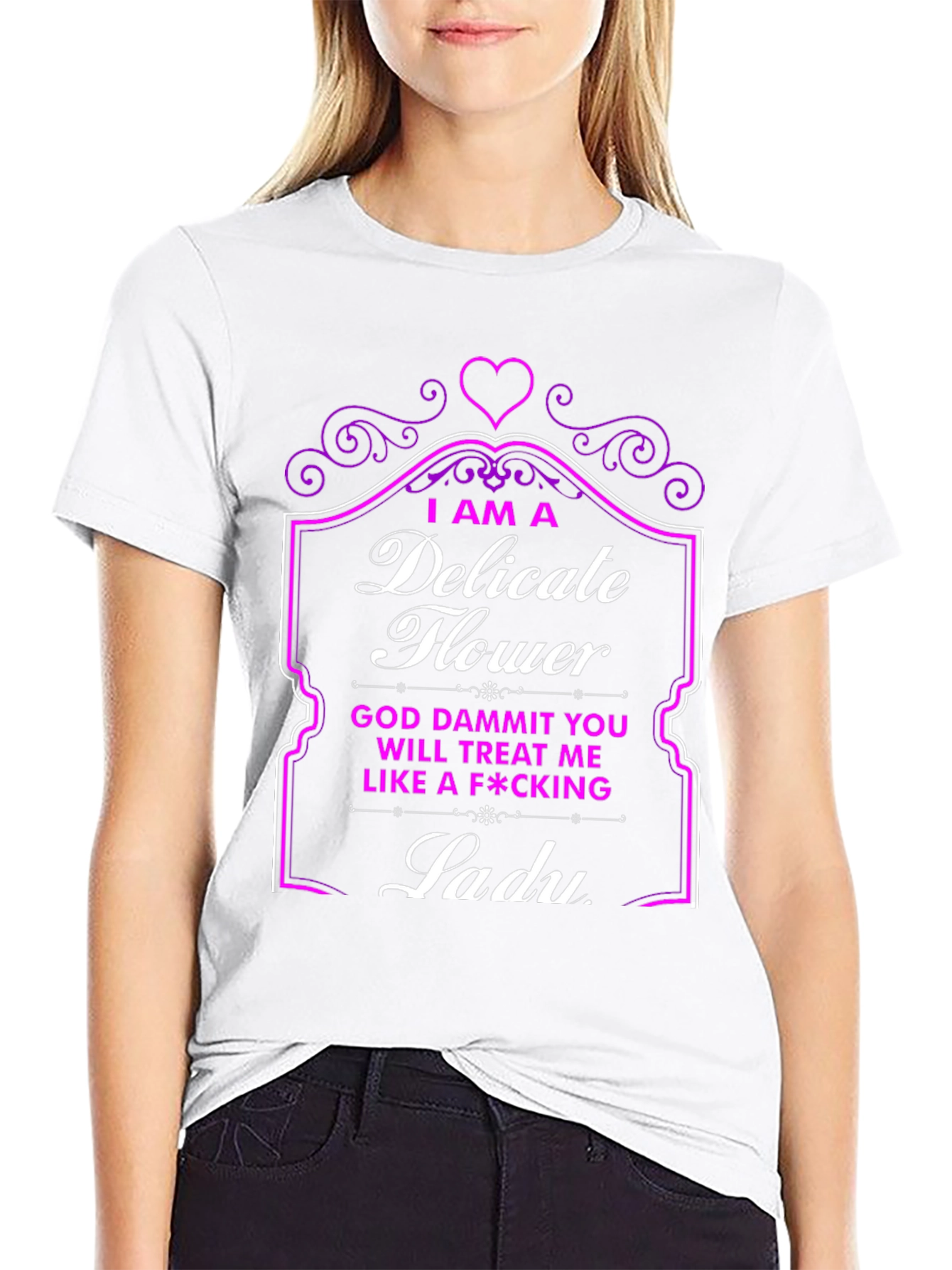 Black Delicate Flower Graphic Tee - Treat Me Like a Lady! view 9