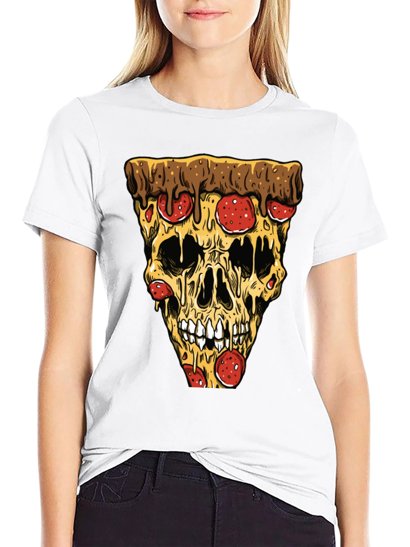 Pizza Skull T-Shirt - Graphic Tee - 9