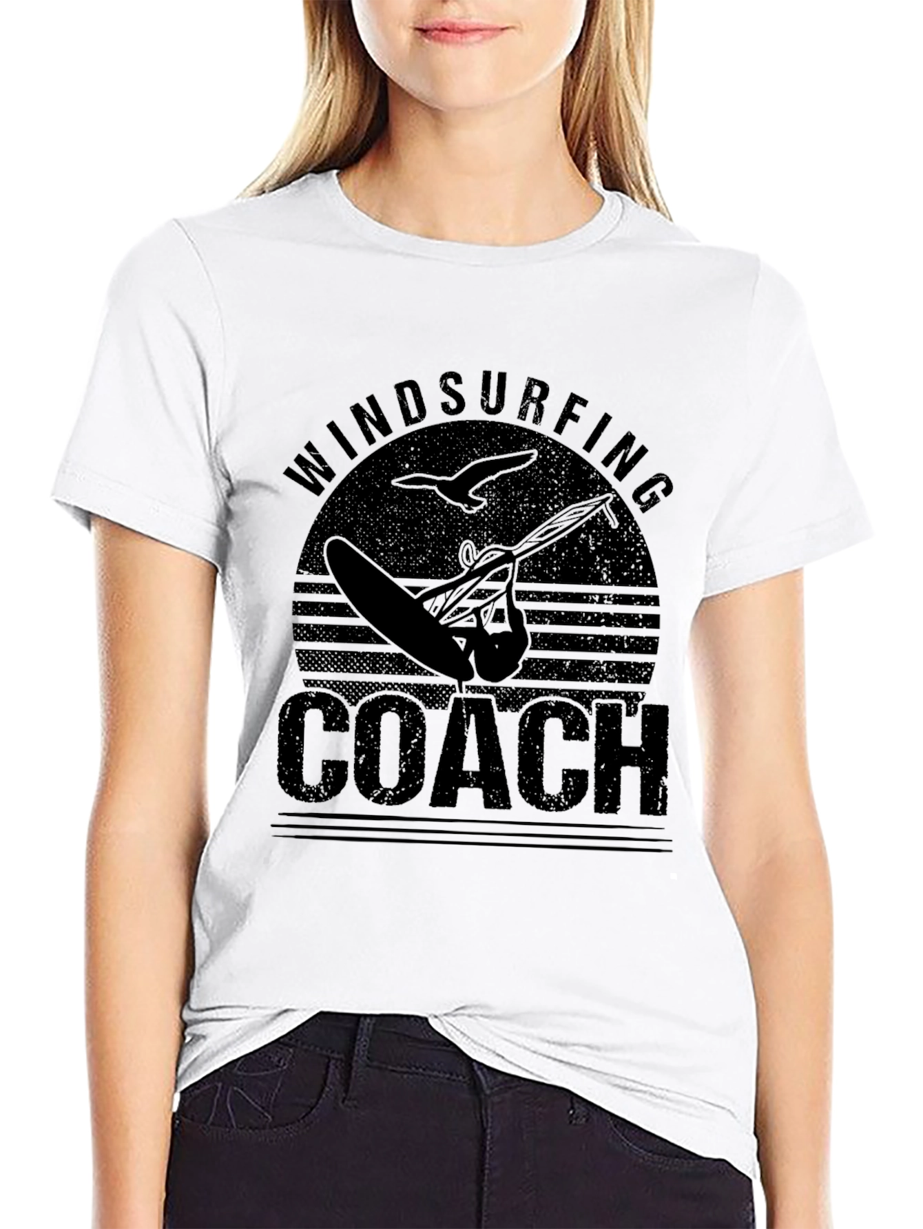 Black Windsurfing Coach Graphic T-Shirt view 9