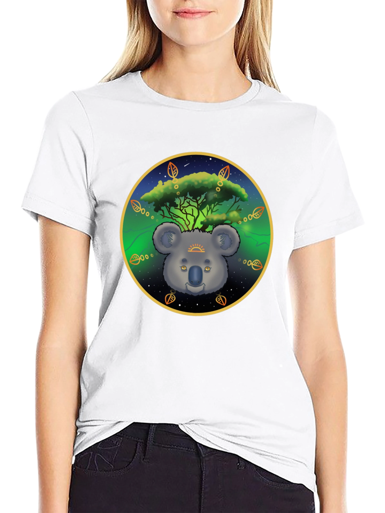 Black Koala Tree Graphic Tee - Unisex Black T-Shirt view 9