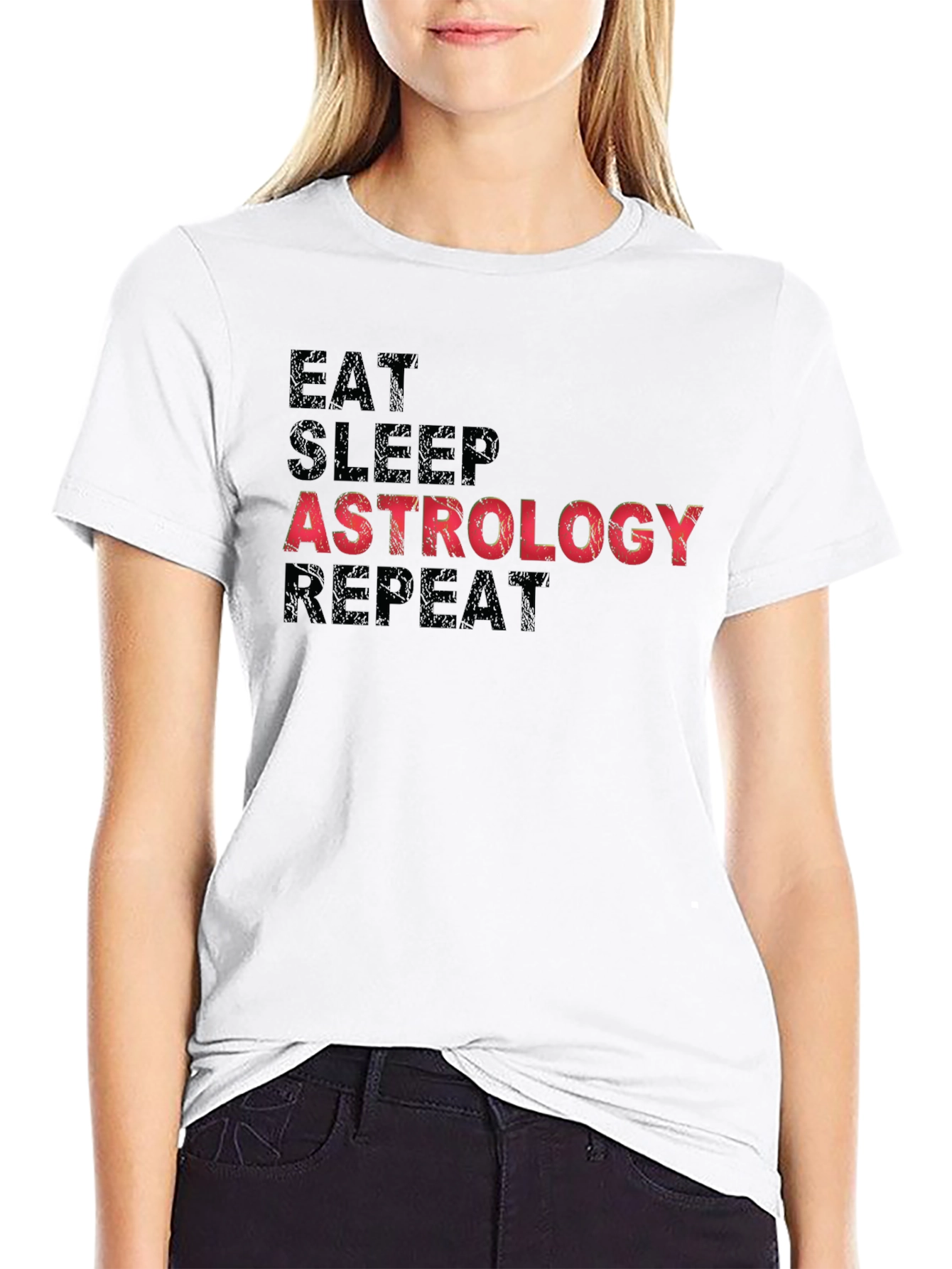 Black Astrology T-Shirt - Eat Sleep Repeat Graphic Tee view 9