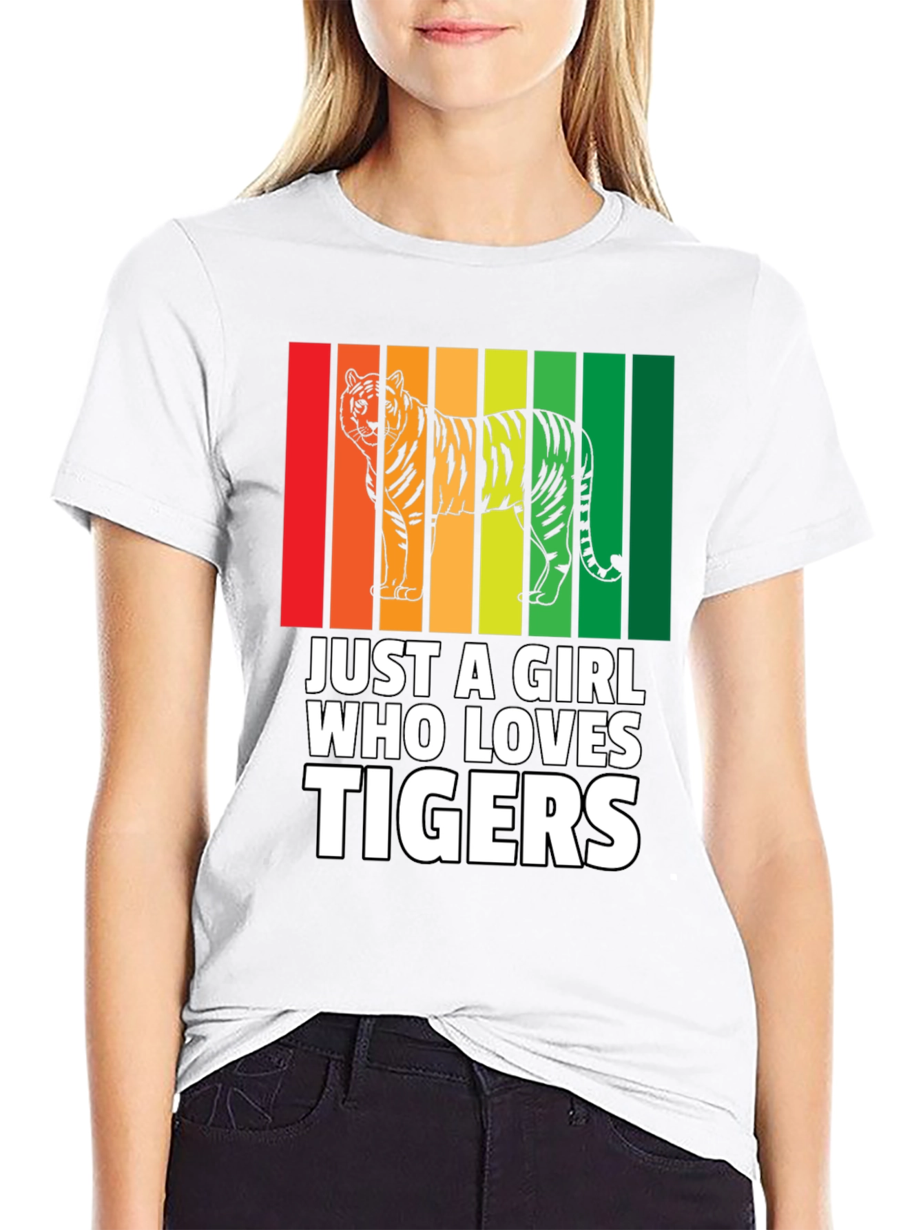 Black Just a Girl Who Loves Tigers T-Shirt view 9