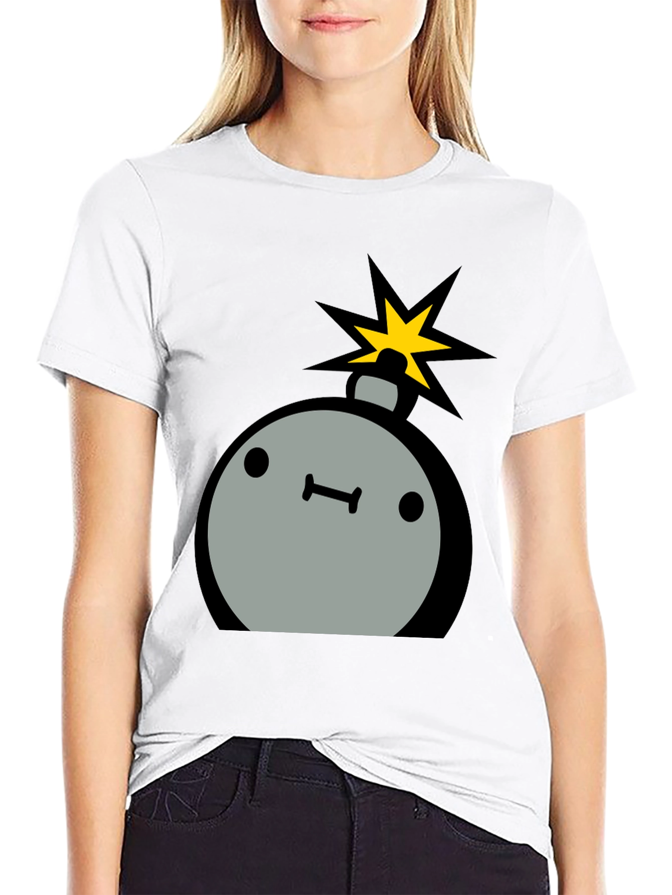 Black Cartoon Bomb Graphic Tee - Men's Black T-Shirt view 9