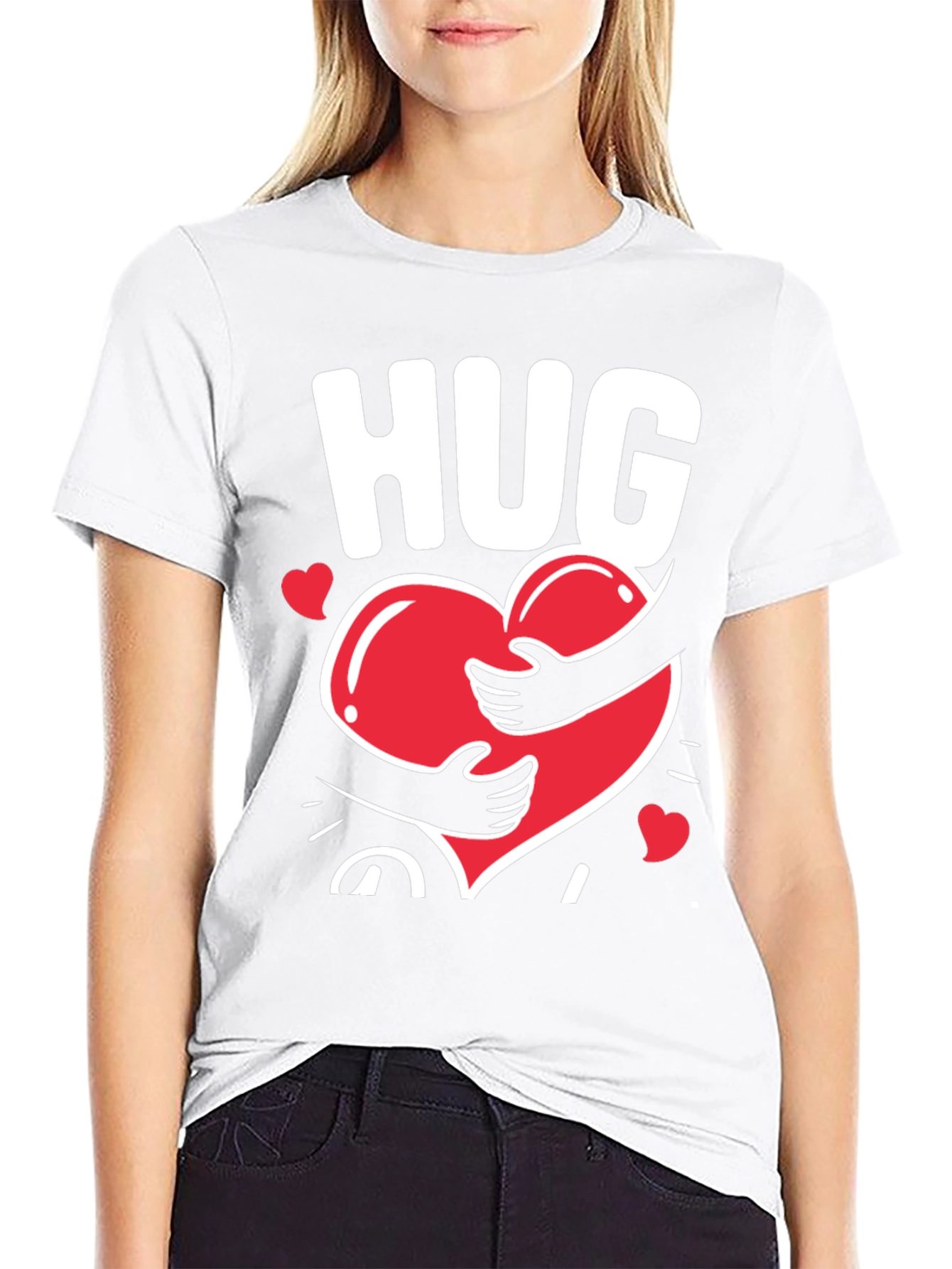 Black Hug Heart Graphic Tee - Black Casual T-Shirt view 9