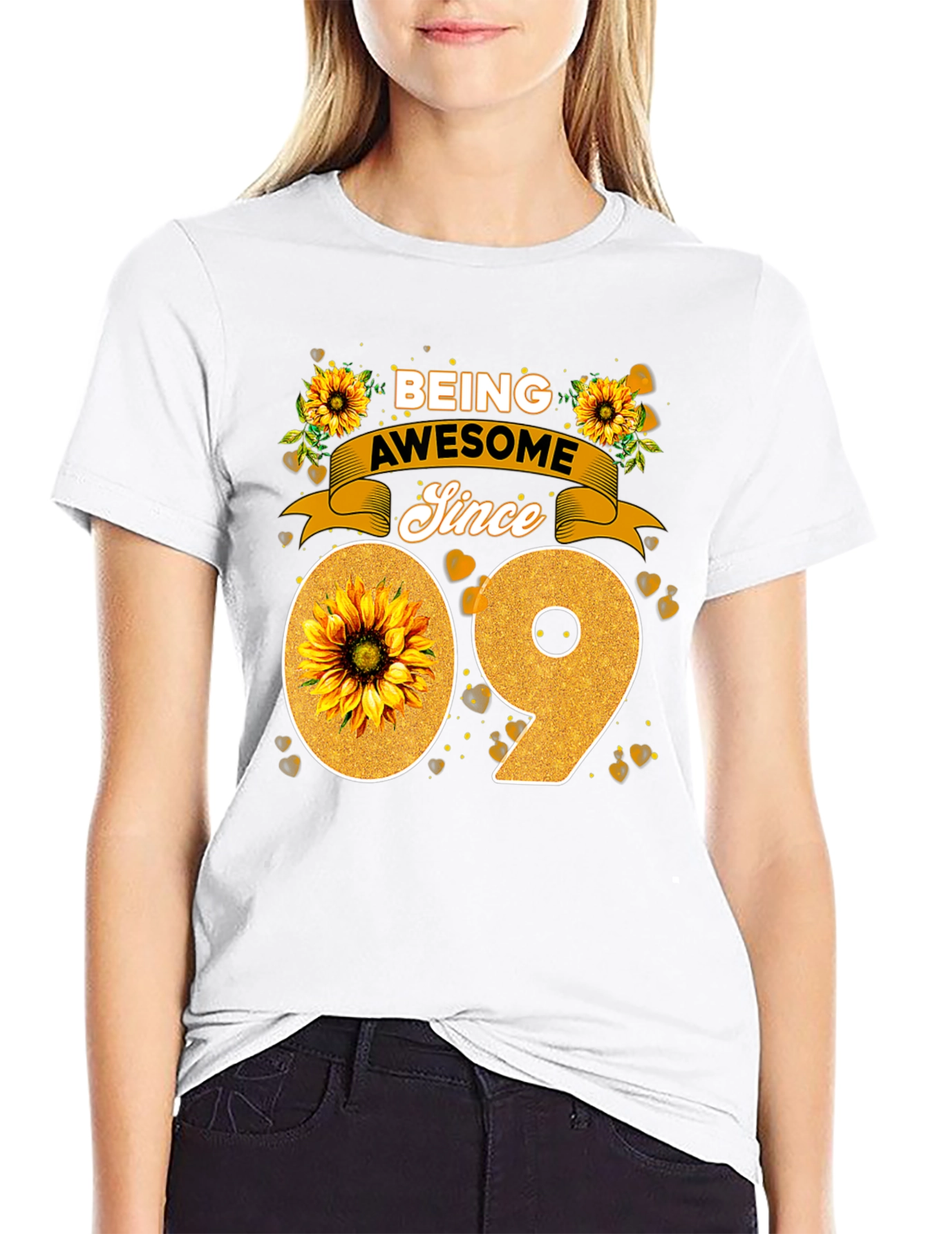 Black Being Awesome Since 09 Sunflower Tee view 9
