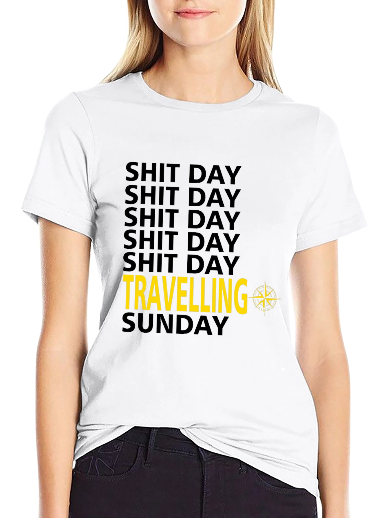 Black Shit Day Travelling Compass Men's Black T-Shirt view 9