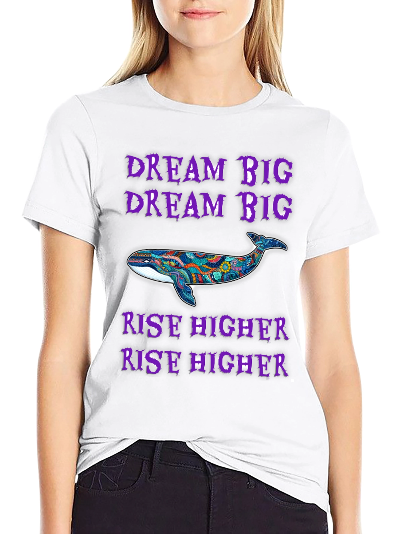Black Dream Big Whale Graphic T-Shirt view 9