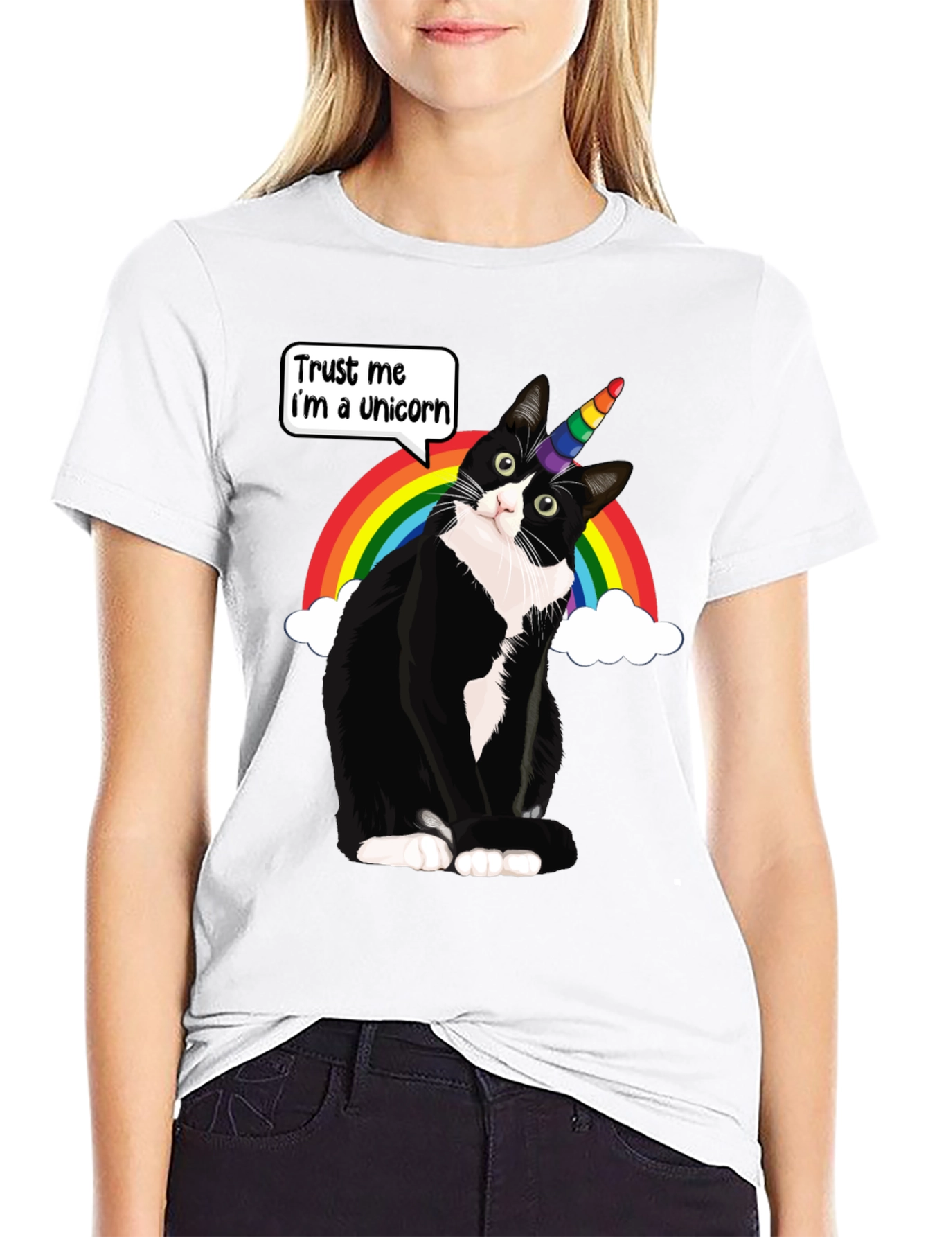 Black Unicorn Cat T-Shirt - Trust Me I'm a Unicorn view 9