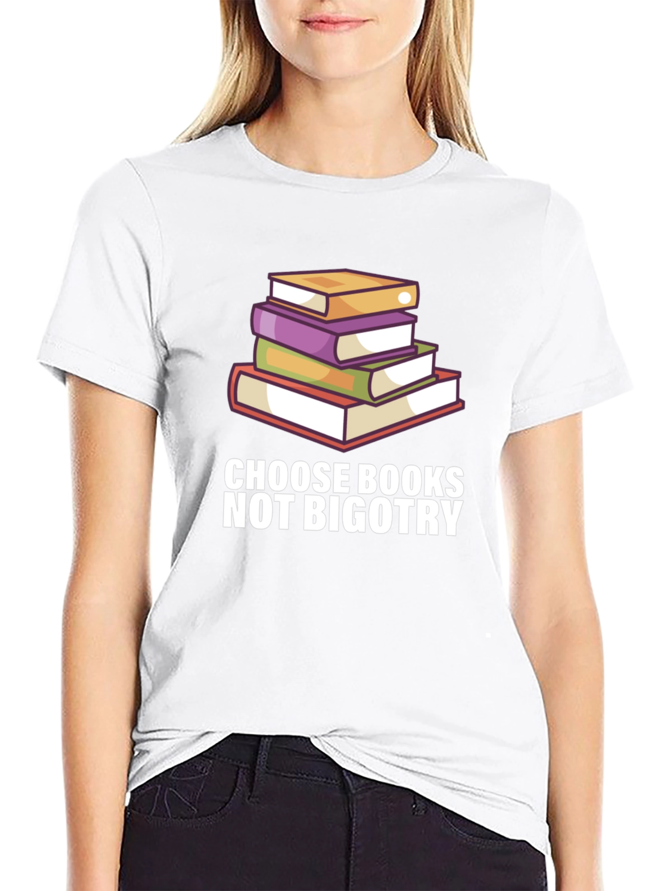 Black Choose Books Not Bigotry T-Shirt view 9